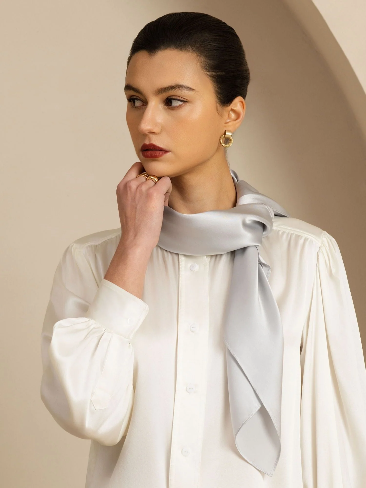 Pure Silk Classic Elegant Square Scarf - Size 90x90cm - Image 24