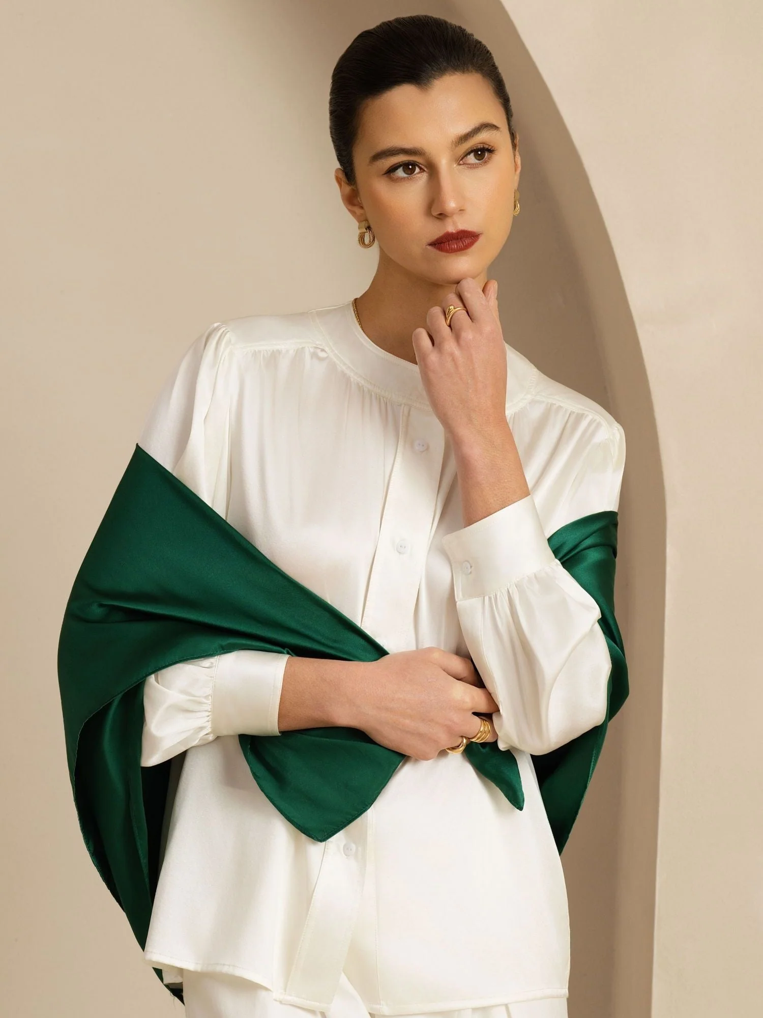 Pure Silk Classic Elegant Square Scarf - Size 90x90cm - Image 35