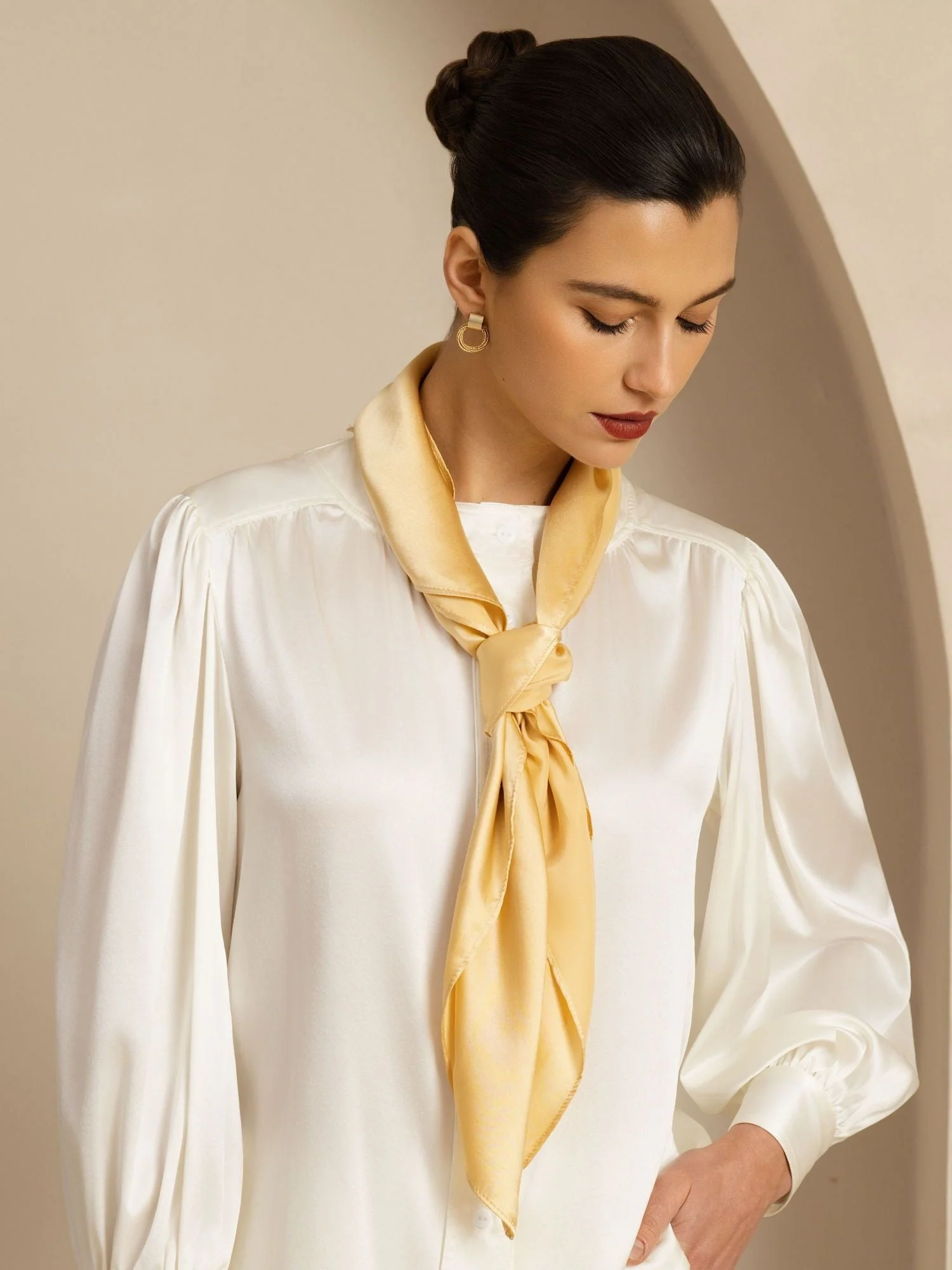 Pure Silk Classic Elegant Square Scarf - Size 90x90cm - Image 6