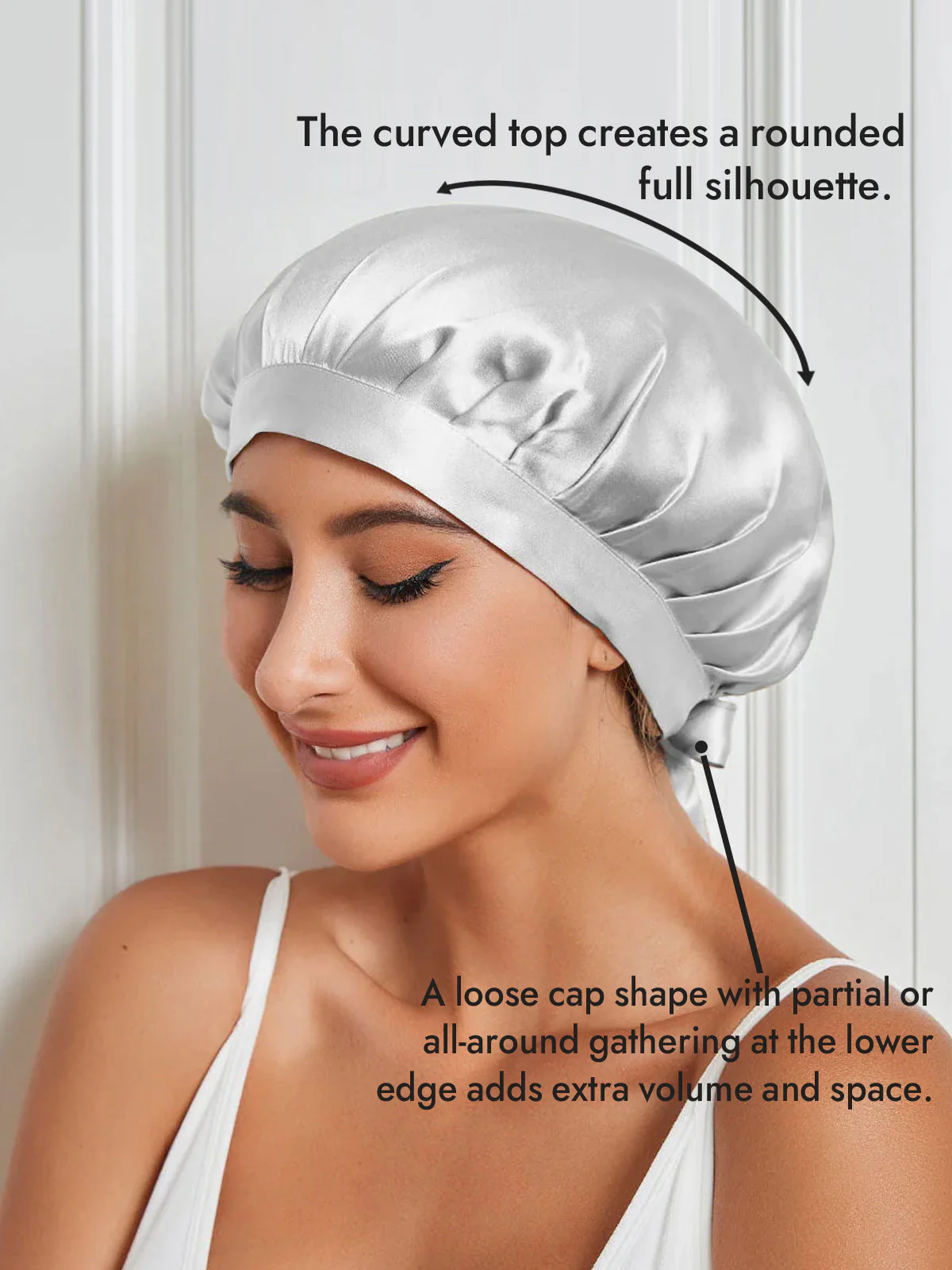100% Mulberry Silk Sleep Bonnet with Ribbons - Image 69