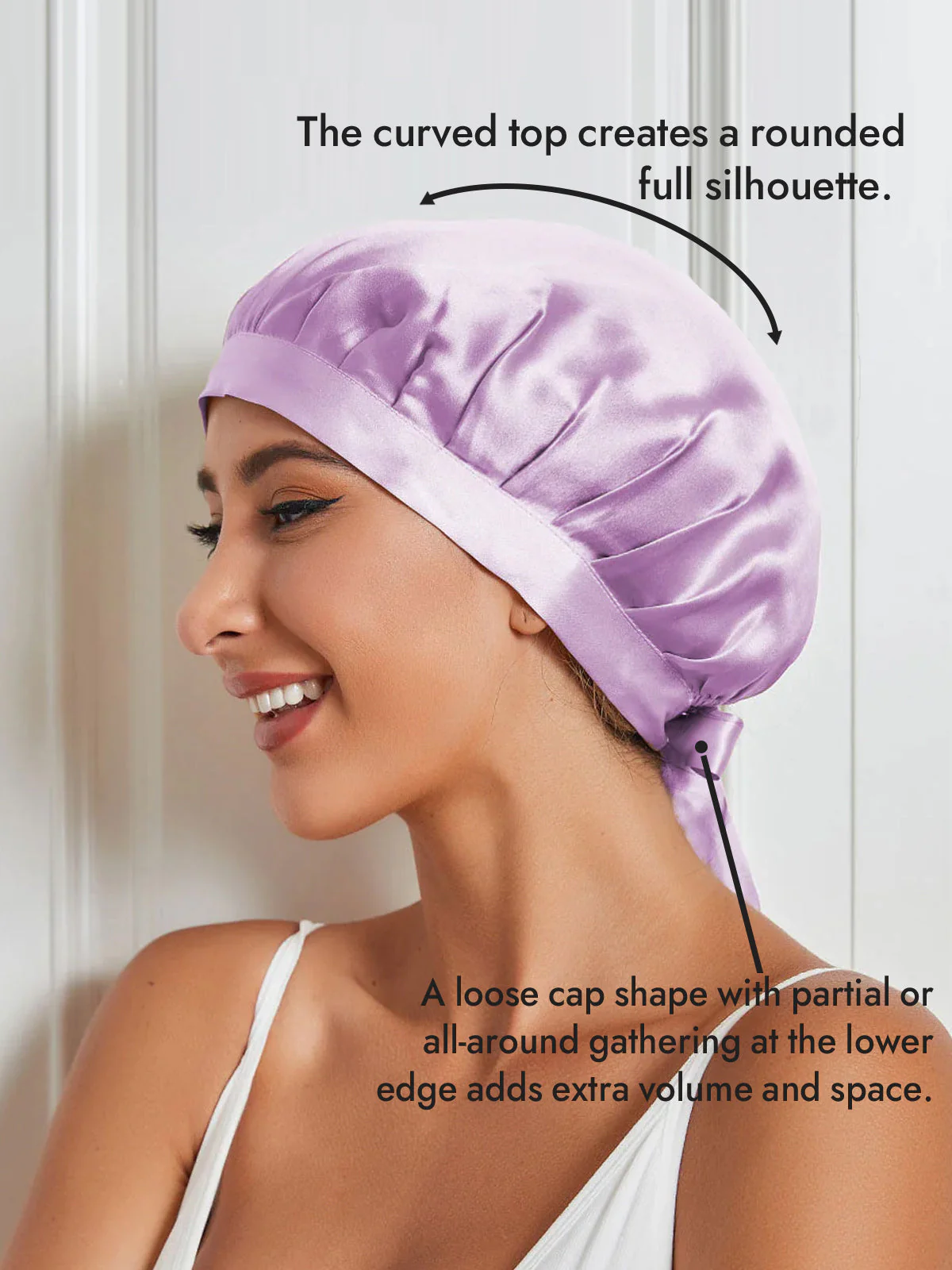 100% Mulberry Silk Sleep Bonnet with Ribbons - Image 87