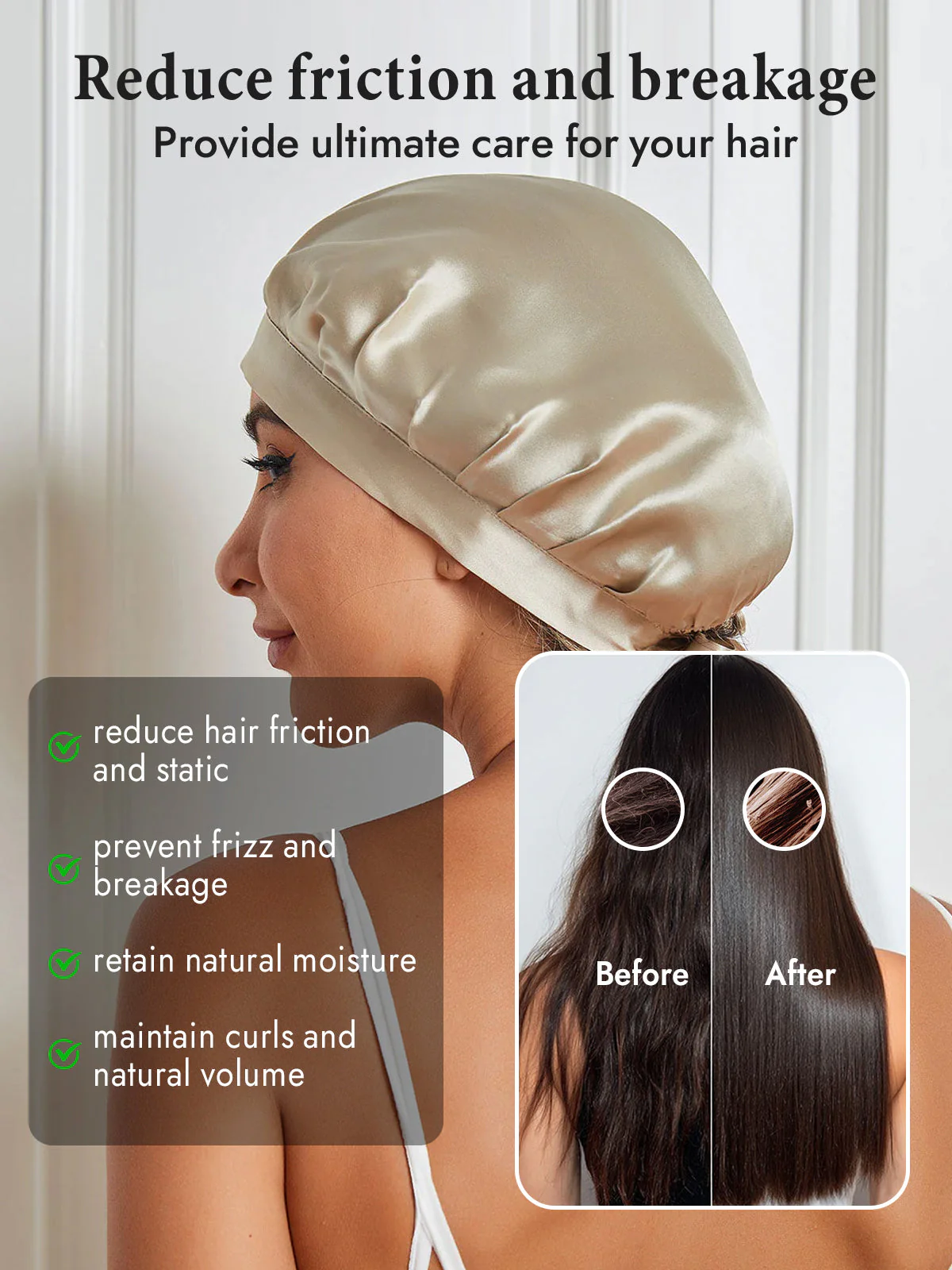 100% Mulberry Silk Sleep Bonnet with Ribbons - Image 94