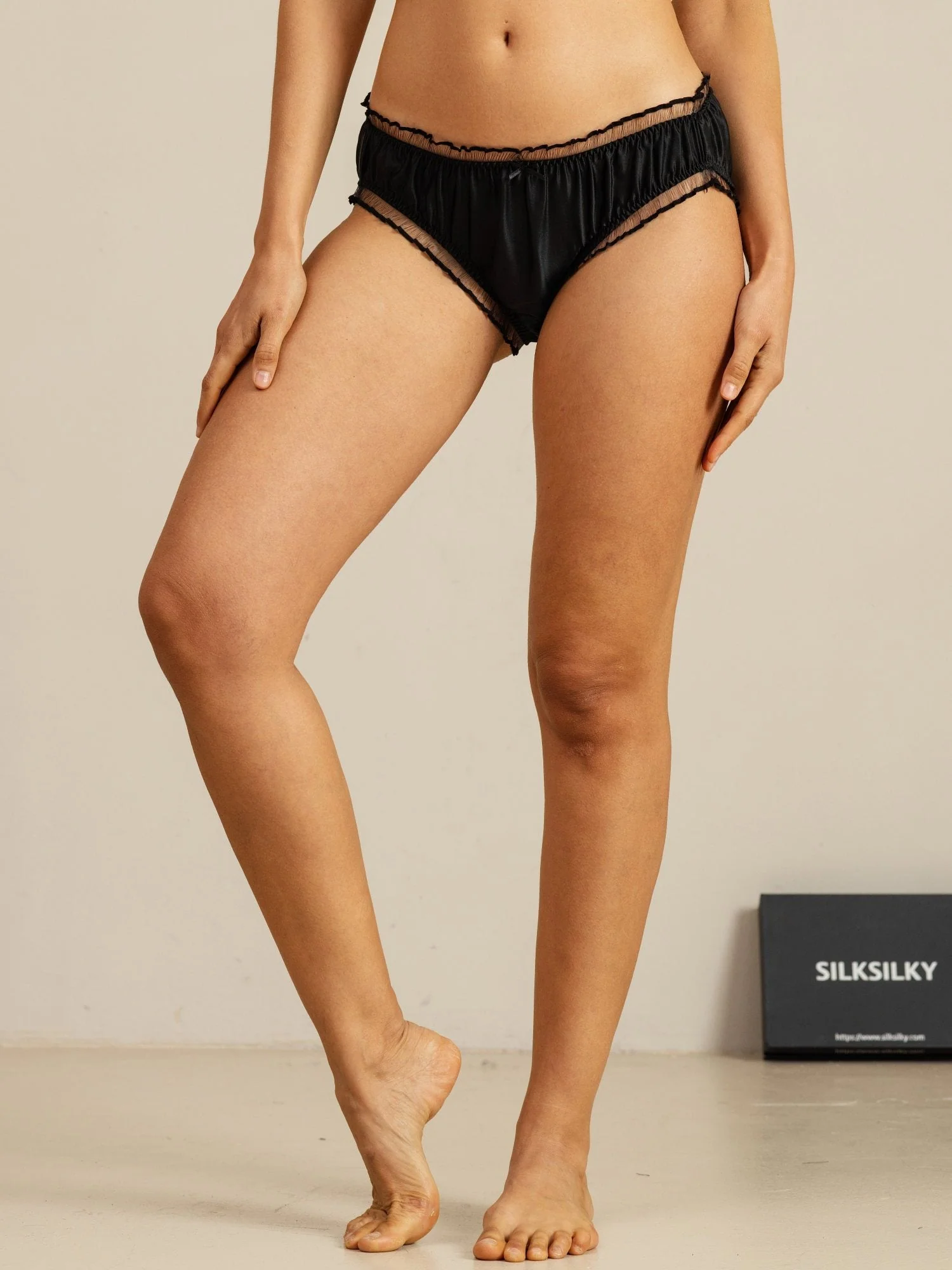 Pure Silk Comfort Ruffle Sheer Trim Panty - Image 5