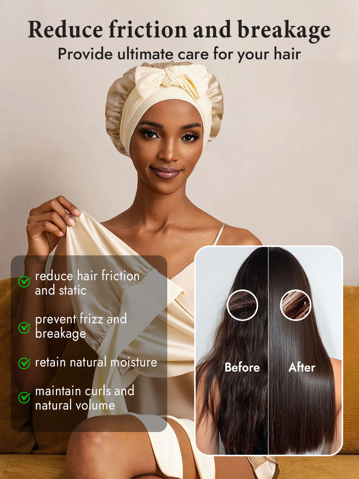 Pure Silk Double-layer Bonnet - With Adjustable Long Tie - Image 33