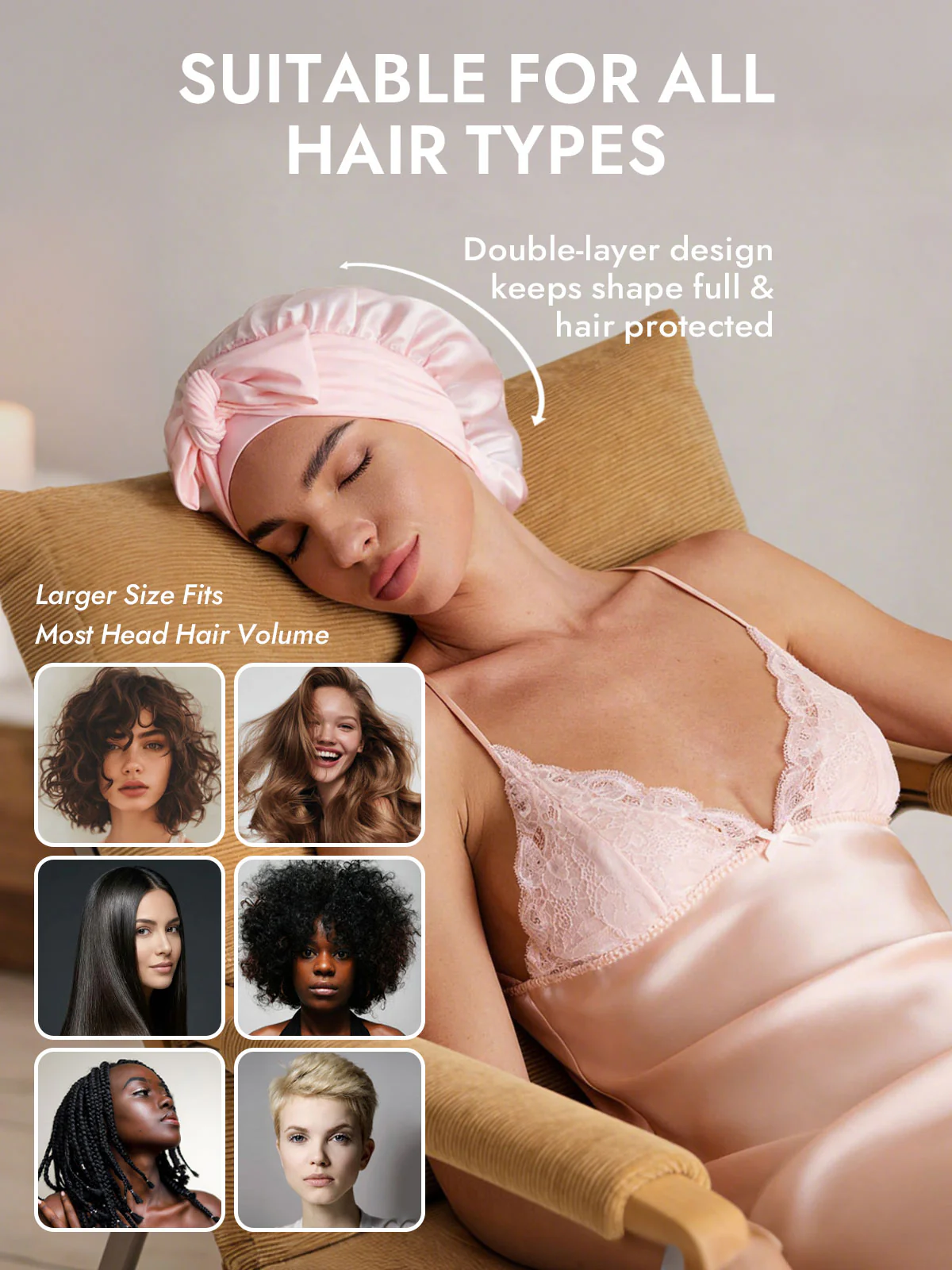 Pure Silk Double-layer Bonnet - With Adjustable Long Tie - Image 5
