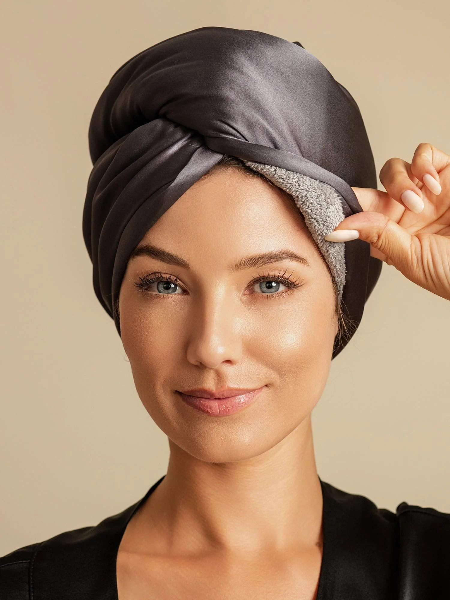 100% Mulberry Silk Double-Sided Hair Towel Wrap – Quick Dry, Frizz Free & Gentle on Hair - Image 43