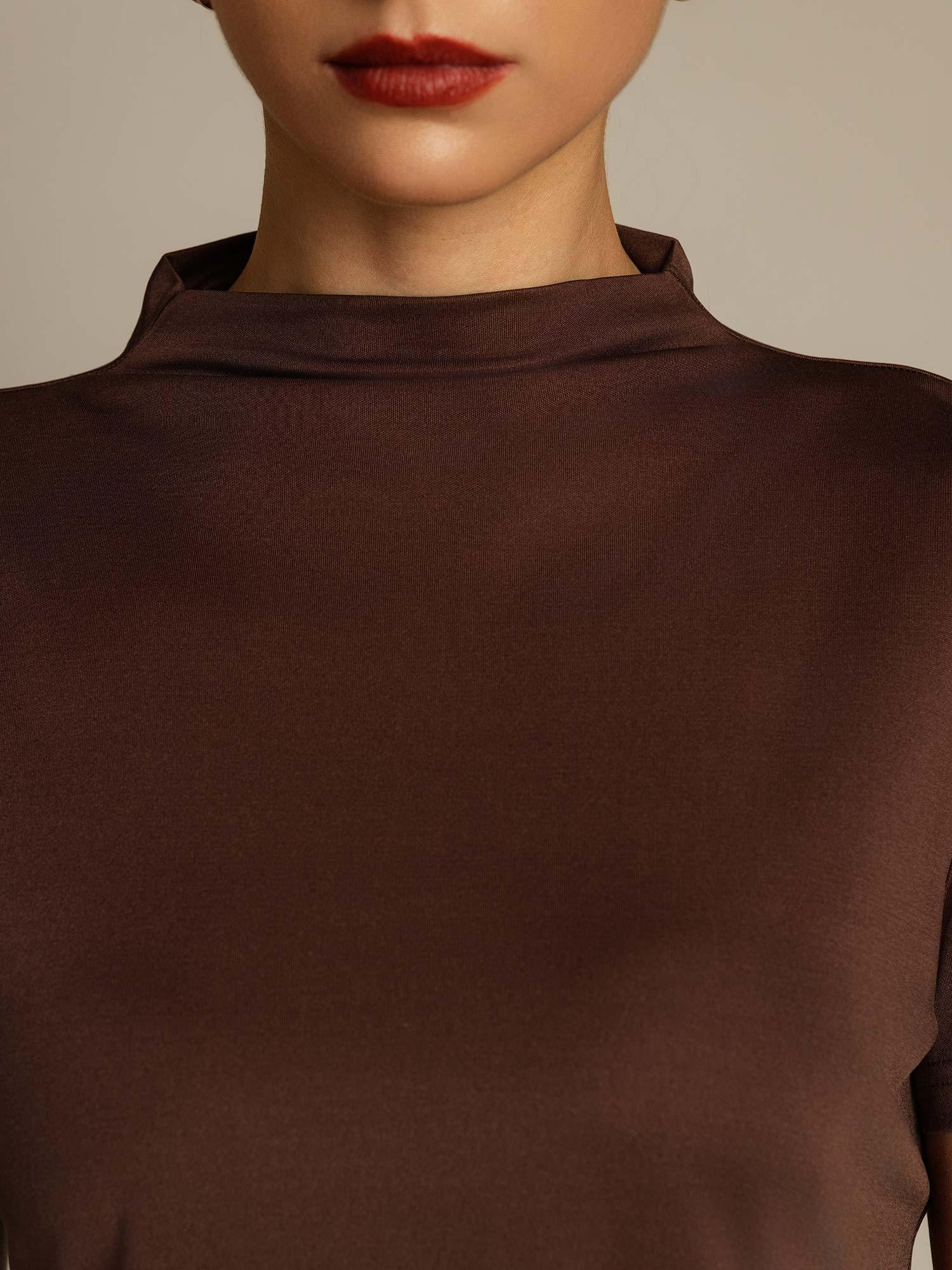 Pure Silk Short Sleeve Mock Women's T-Shirt - Image 12