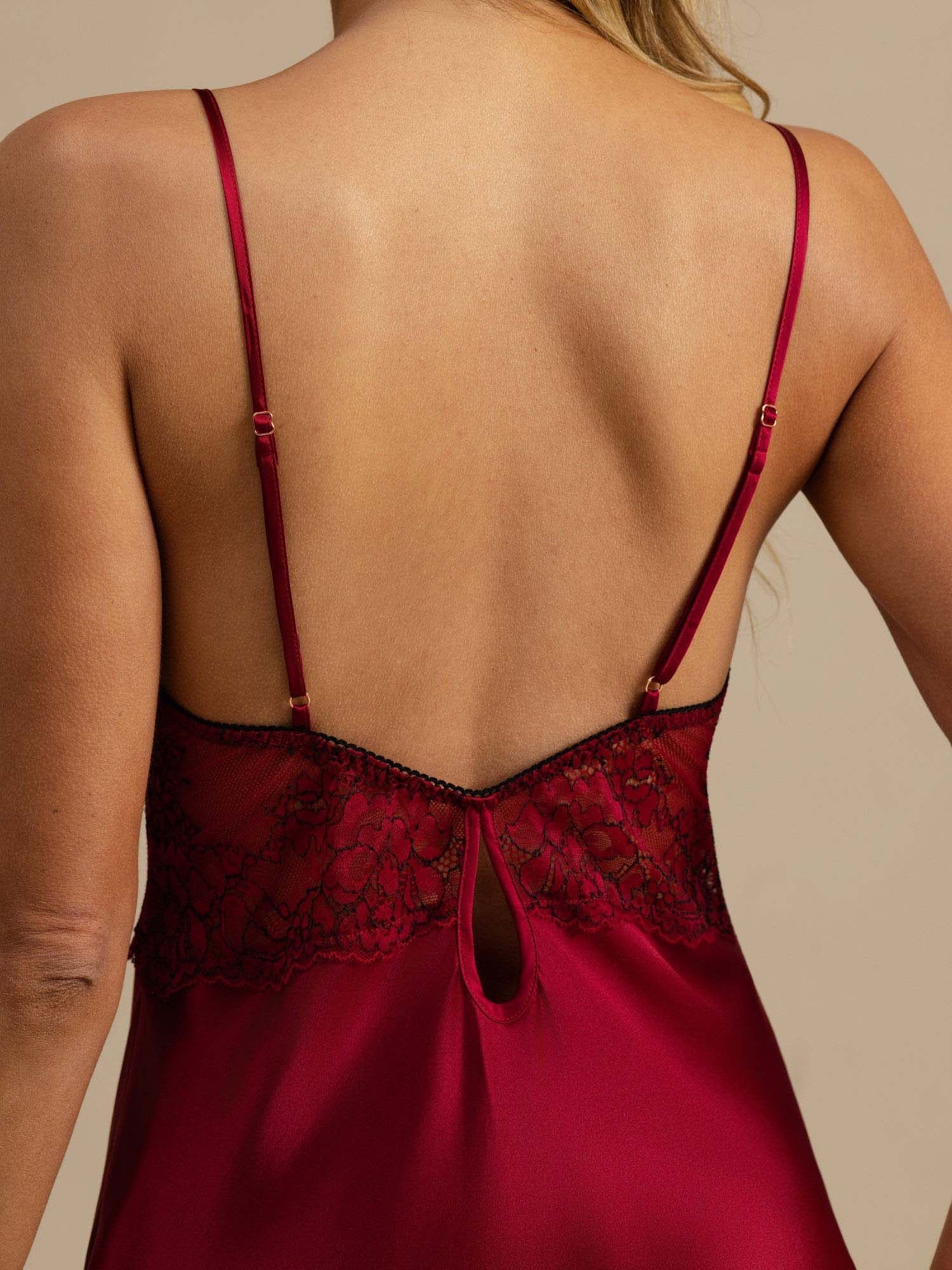 100% Mulberry Silk Lace Trim Nightgown V Neck Sexy Chemise - Image 29