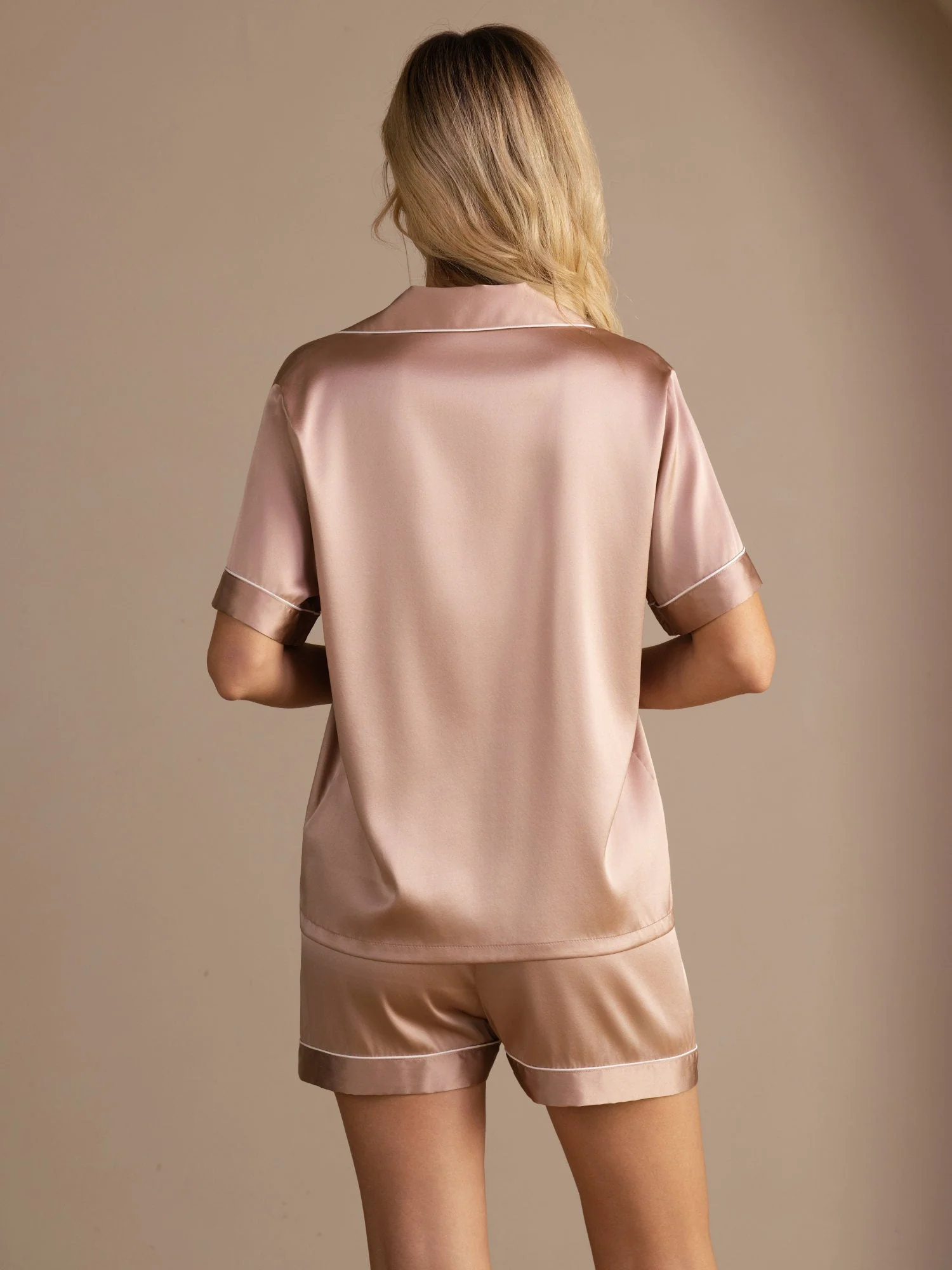 Women's Pure Silk Short Sleeve Notch Collar Pyjamas Set - Image 7