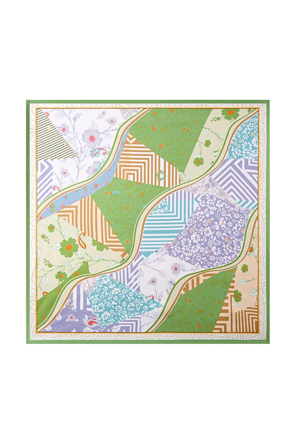 Pure Silk Pattern Stitching Square Scarf - Size 53x53cm