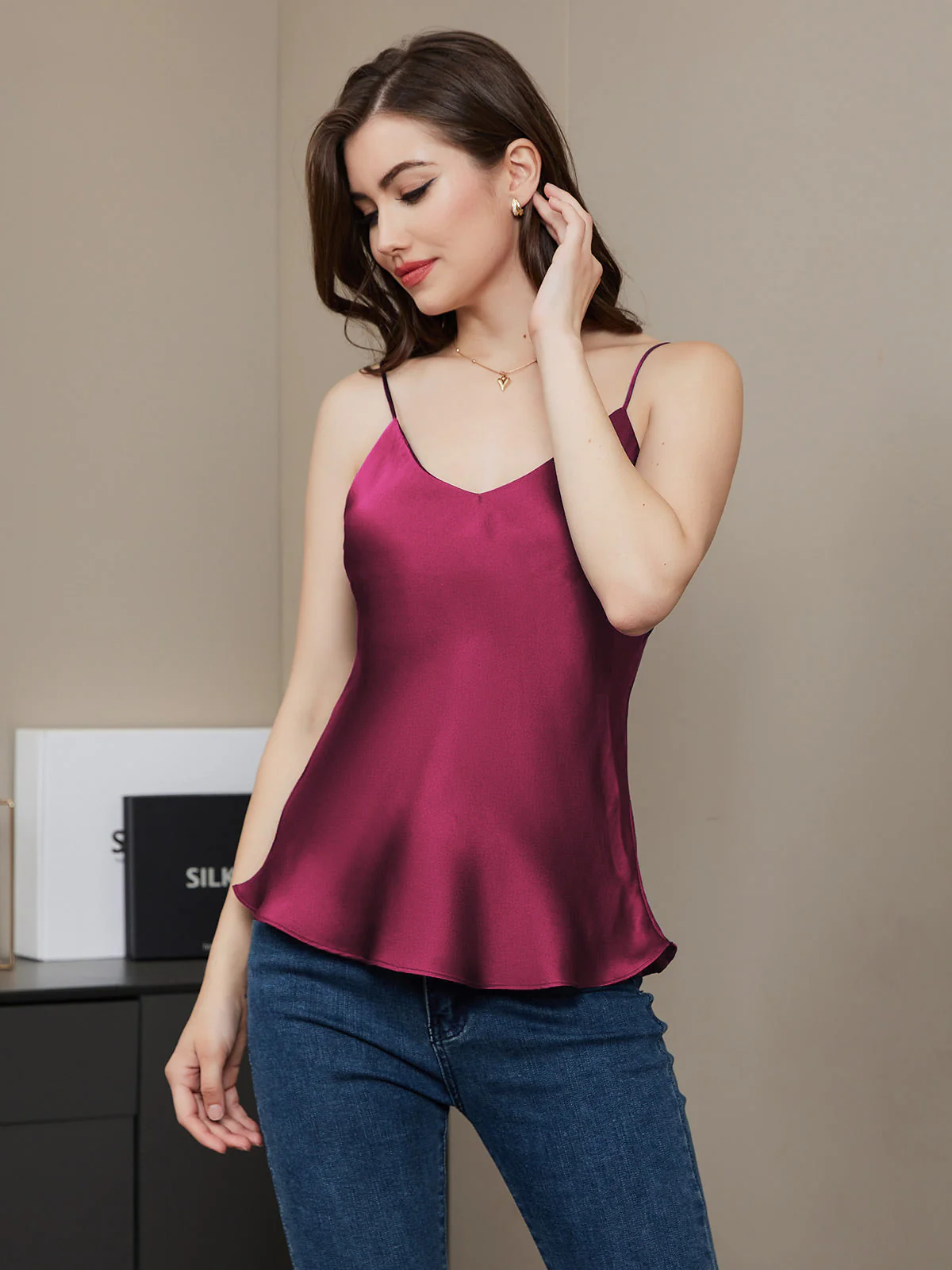 Pure Silk V Neck Camisoles - Image 51