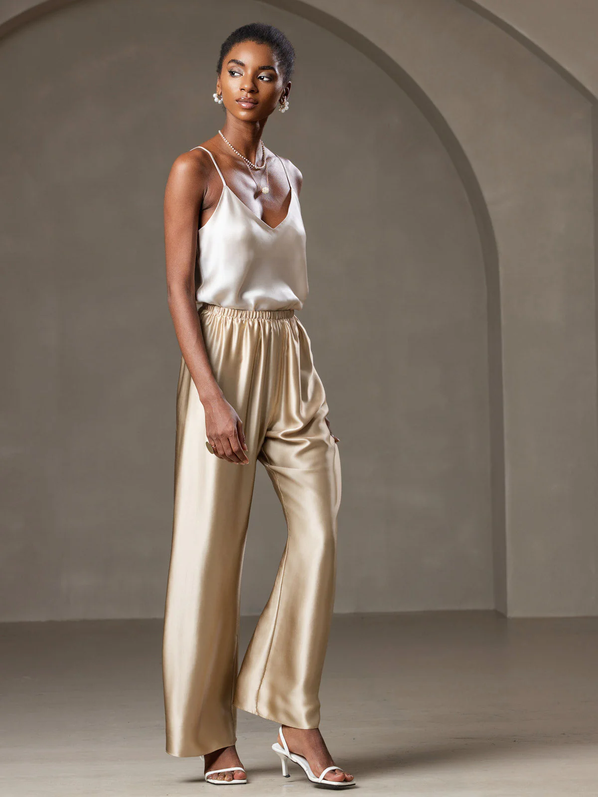 100% Mulberry Silk Spaghetti Strap V Neck Camisole Top - Image 25