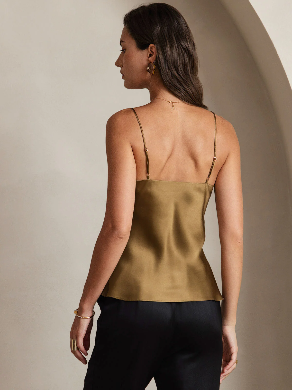 100% Mulberry Silk Spaghetti Strap V Neck Camisole Top - Image 52