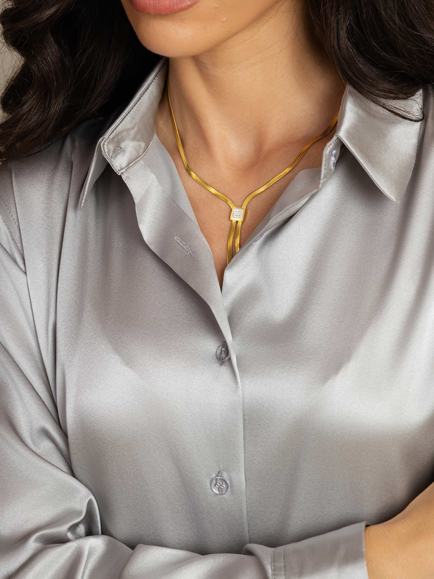 19Momme Silk Long Sleeve Lapel Collar Women's Shirt with Button Up Design - Image 137