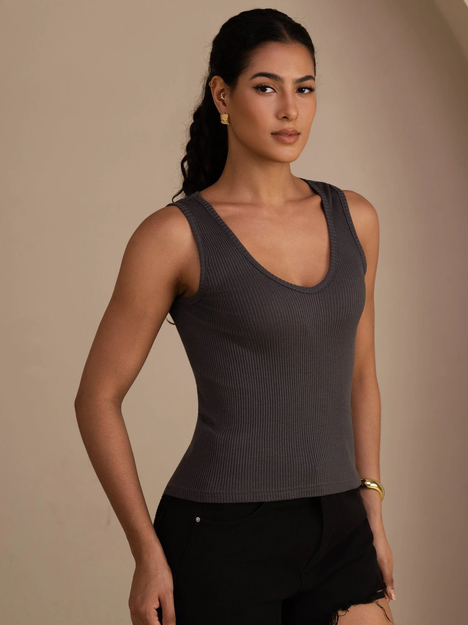 Silk Cotton Women's Sleeveless Deep V Neck Tank Top - Image 10