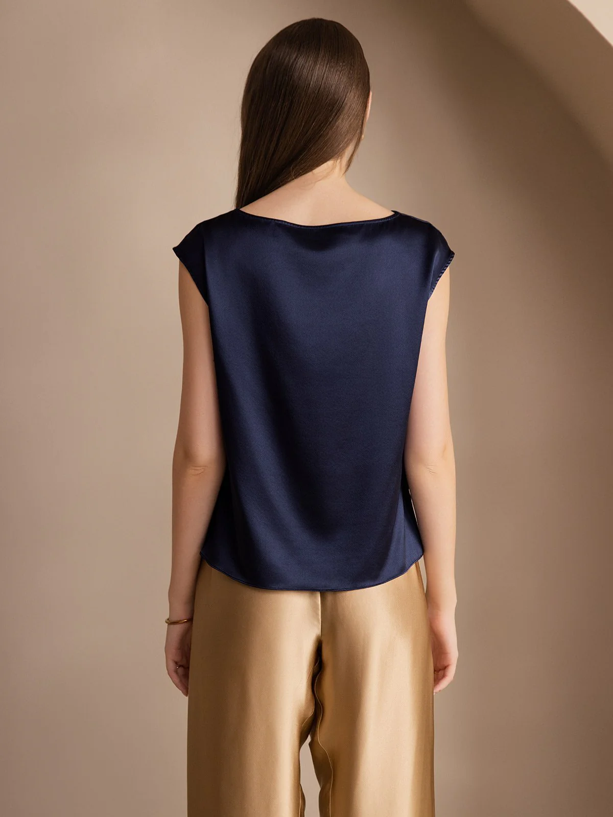 19Momme Silk Cap Sleeve Cowl Neck Women's Top - Image 23