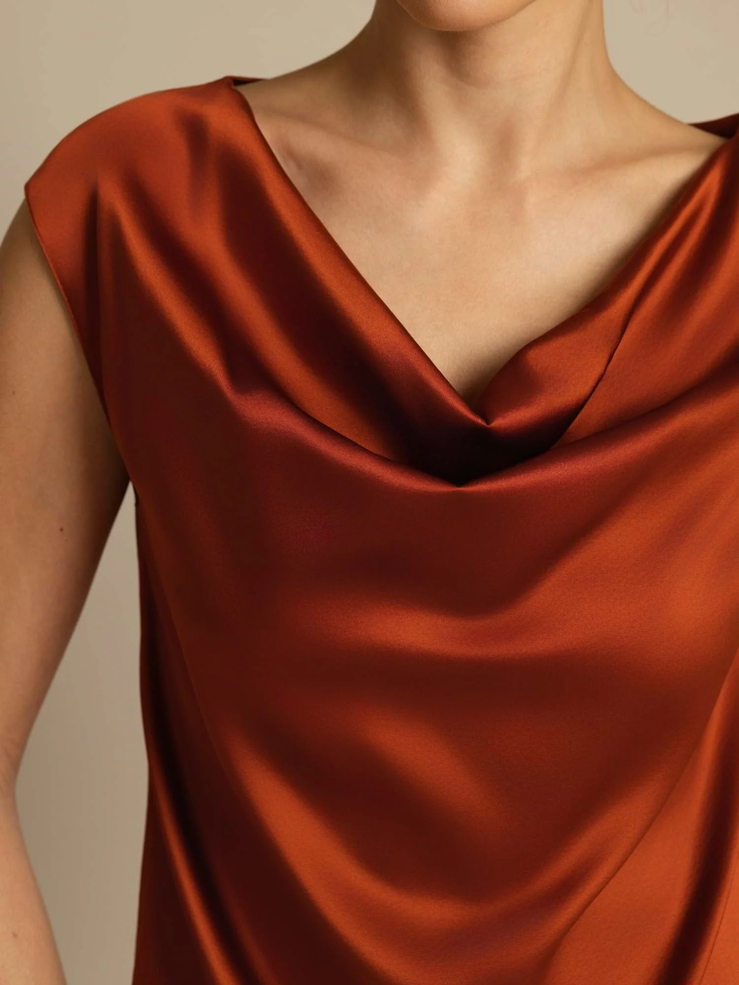 19Momme Women's Silk Cap Sleeve Cowl Neck Top - Image 39