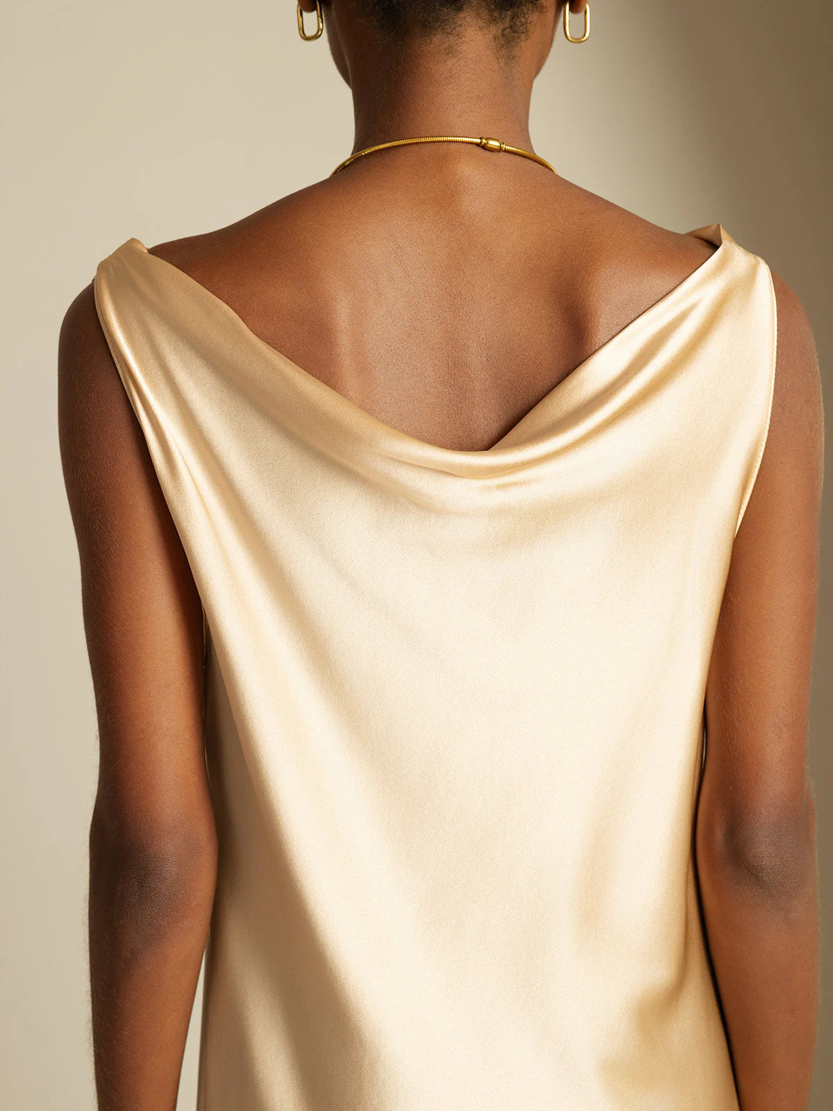 19Momme Silk Sleeveless Cowl Neck Knee Dress - Image 27