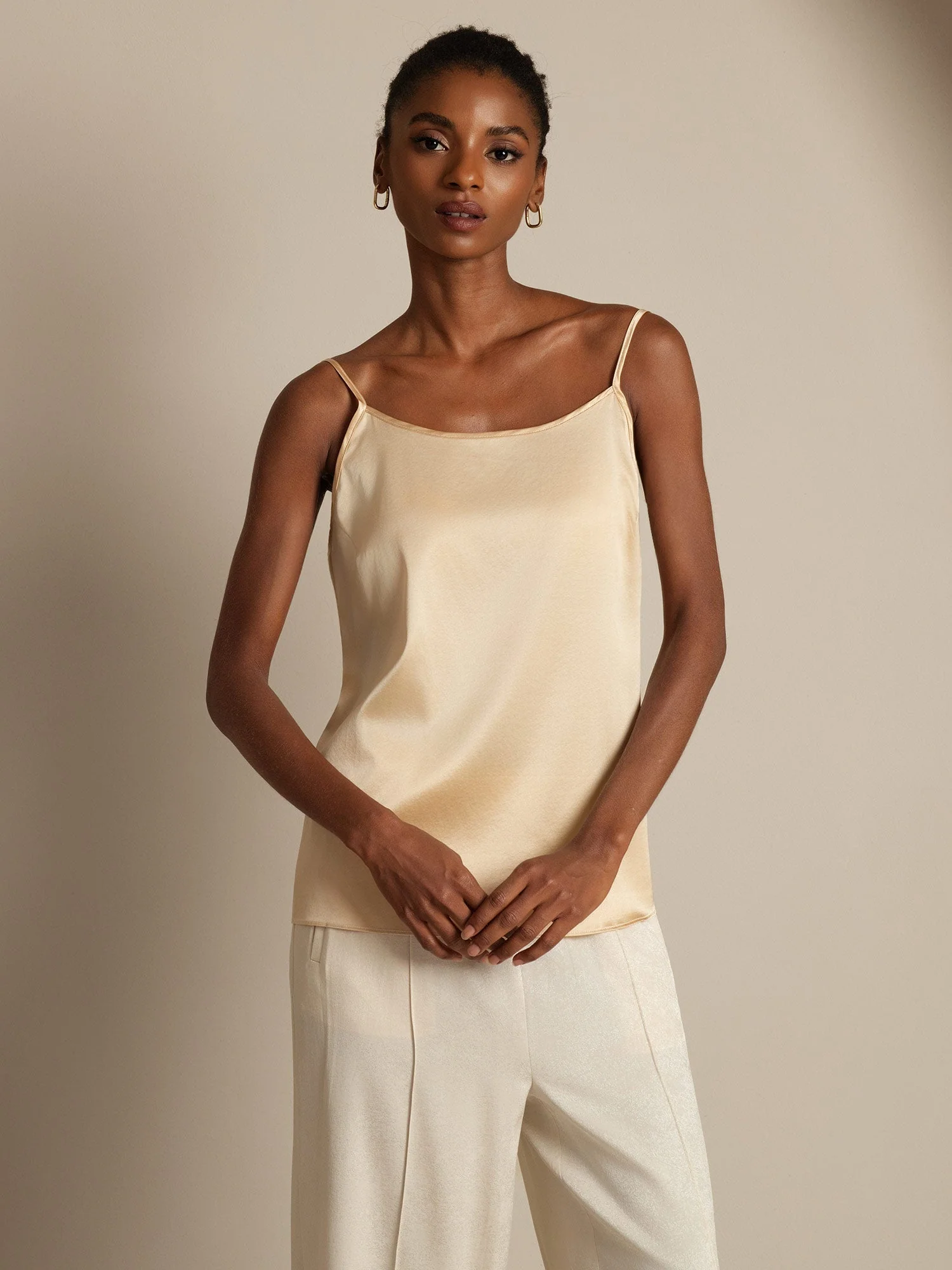 19Momme Silk Spaghetti Strap Round Neck Camisoles - Image 22