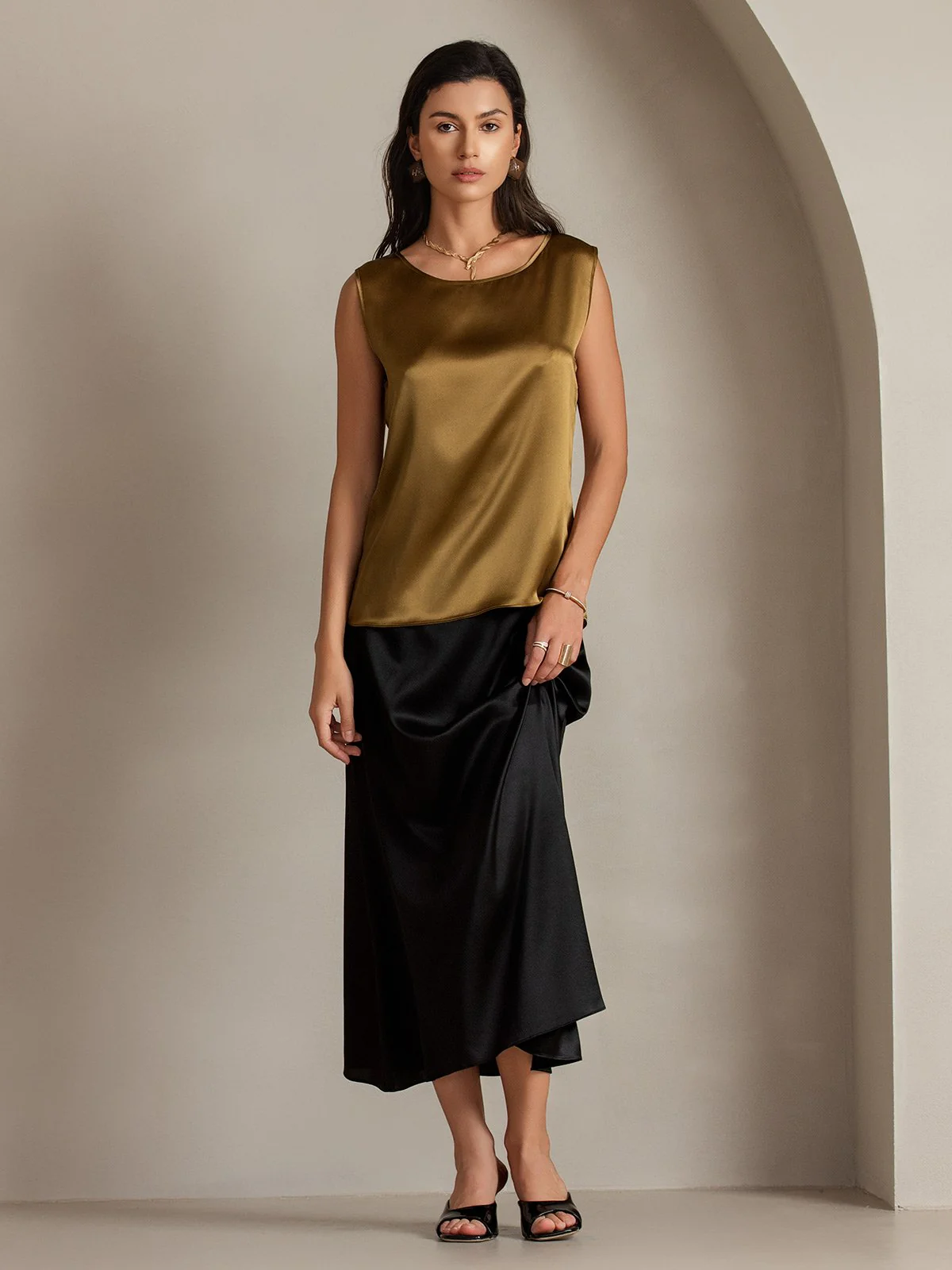 Clearance - 19Momme Silk Sleeveless Round Neck Women's Tank Top