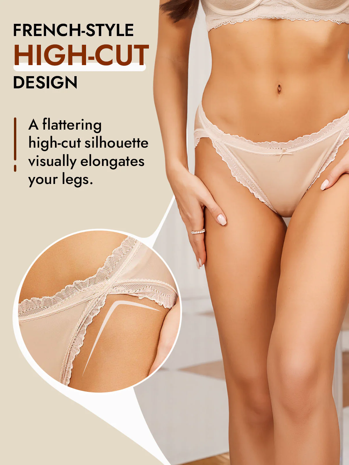 100% Mulberry Silk Lace Trim Bikini Panty with Bow Design - Image 6