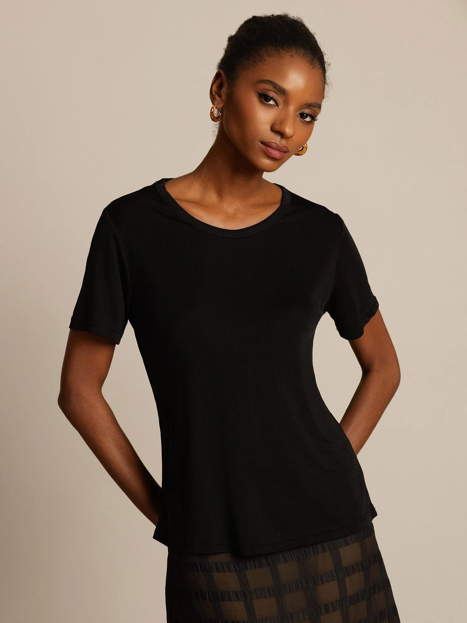 Pure Silk Short Sleeve Women's T-Shirt - Image 15