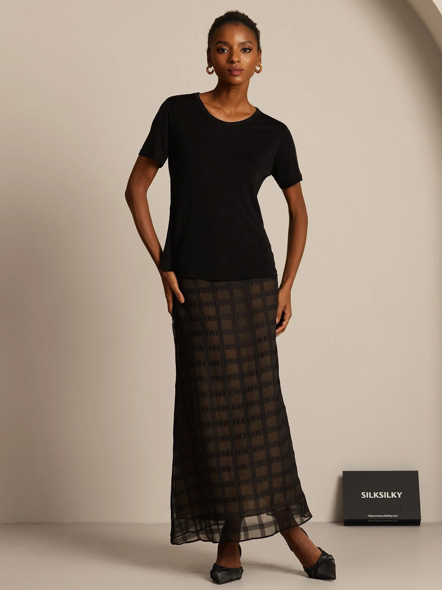 Pure Silk Short Sleeve Women's T-Shirt - Image 21