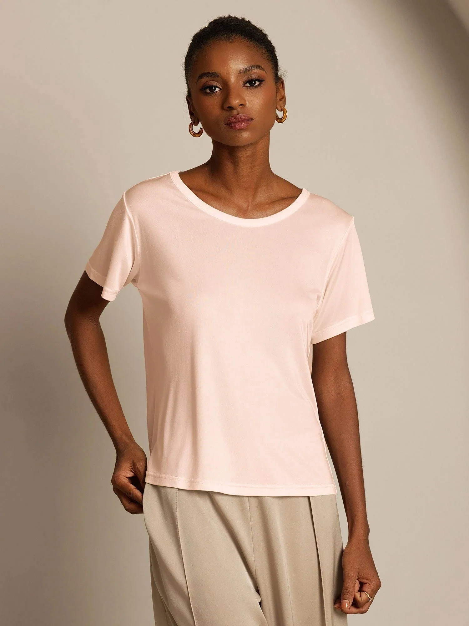 Pure Silk Short Sleeve Women's T-Shirt - Image 23