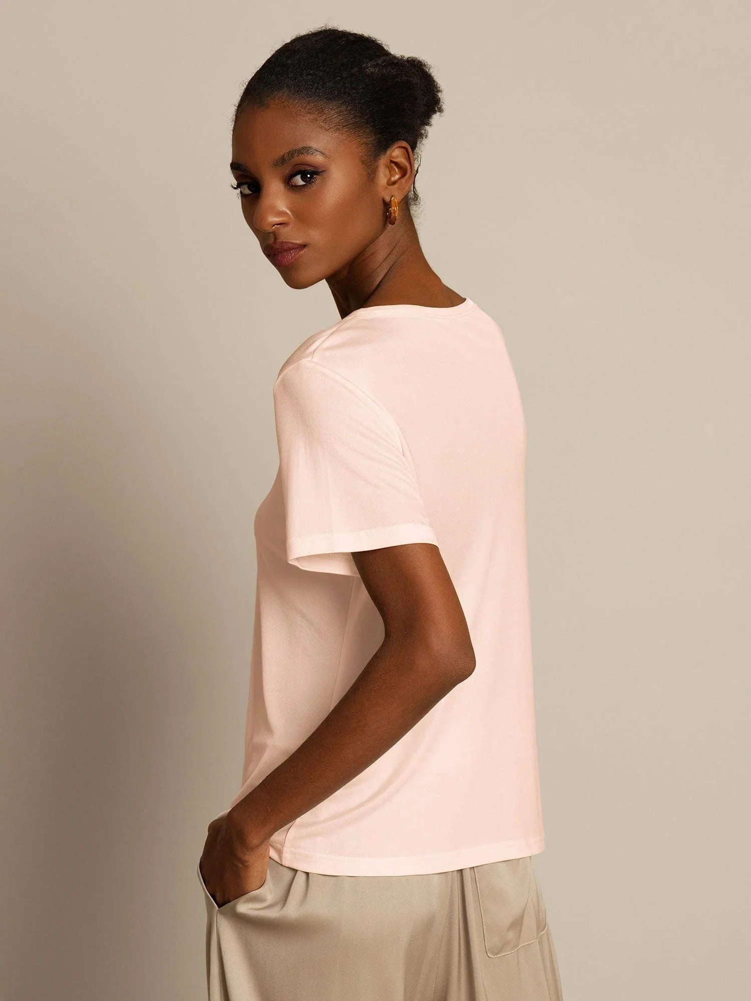 Pure Silk Short Sleeve Women's T-Shirt - Image 24