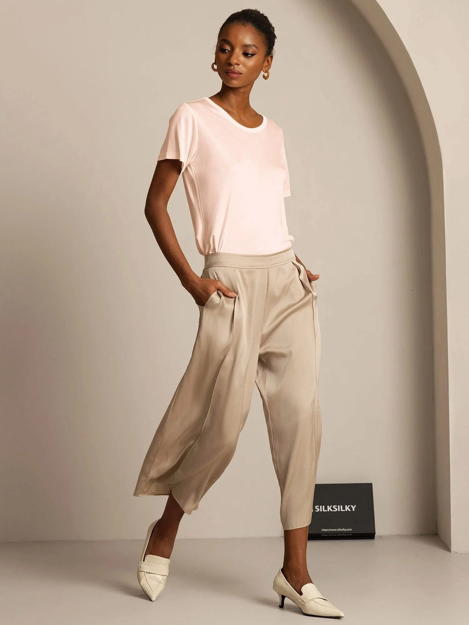 Pure Silk Short Sleeve Women's T-Shirt - Image 28