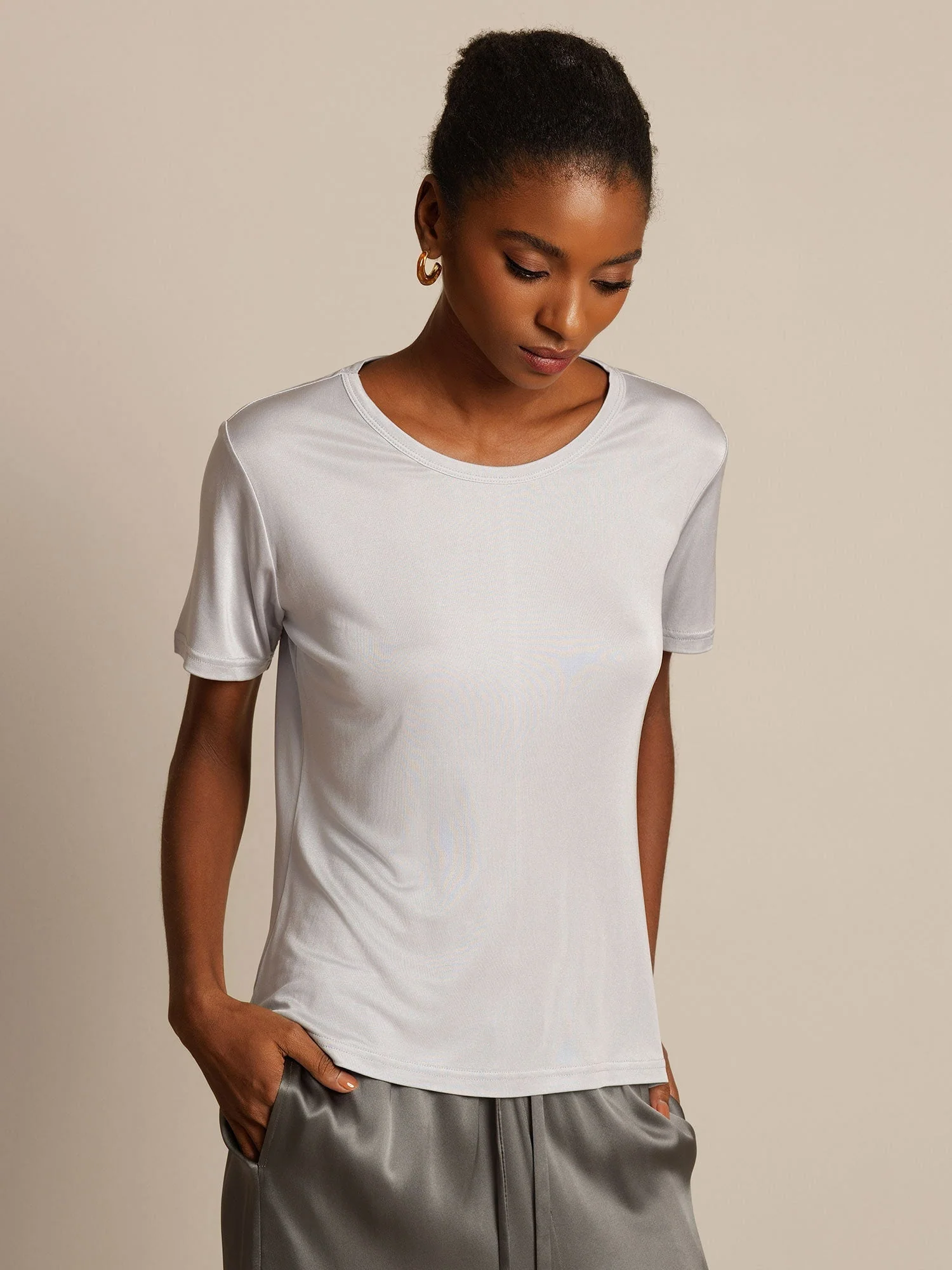 Pure Silk Short Sleeve Women's T-Shirt - Image 3