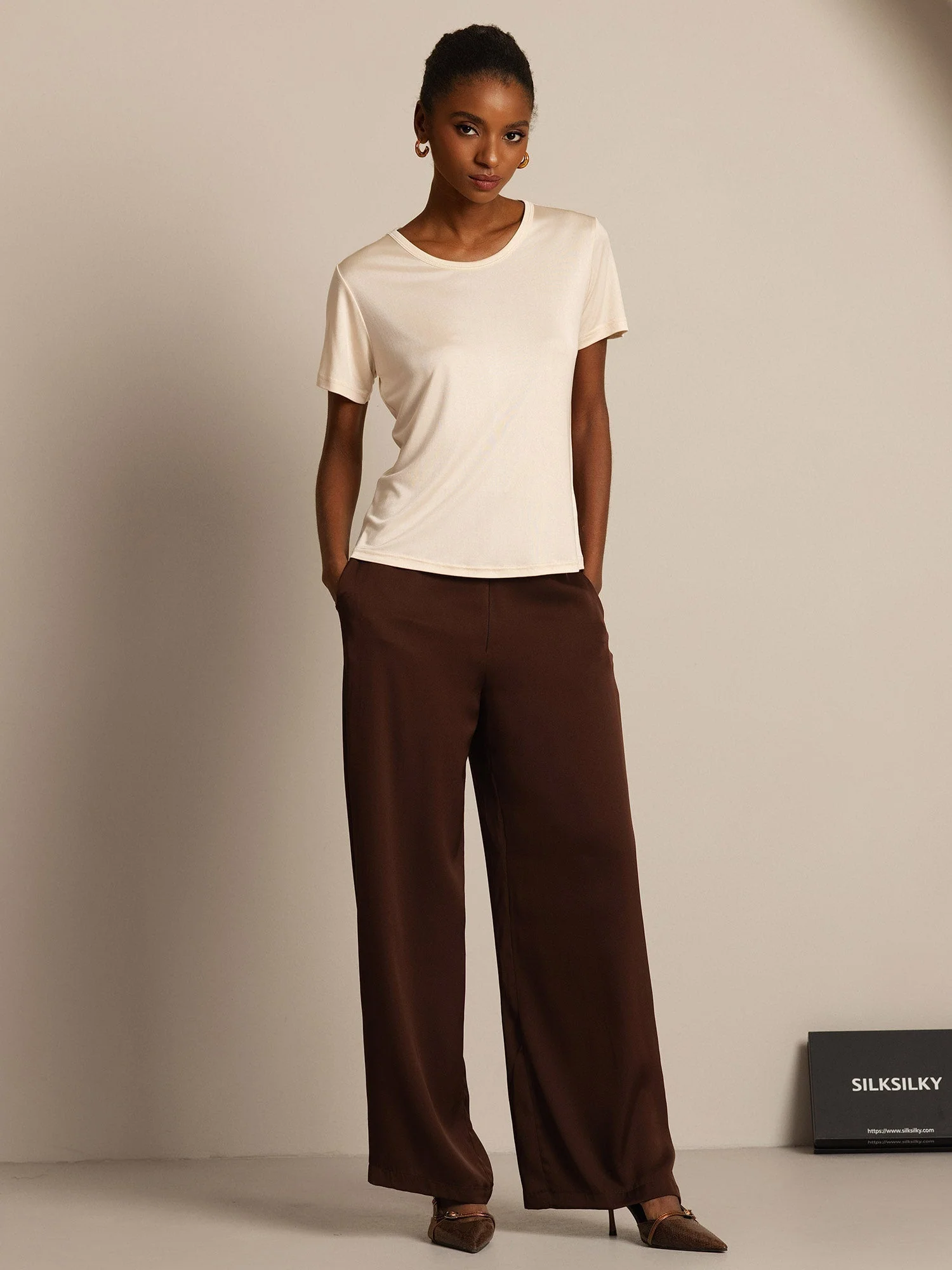 Pure Silk Short Sleeve Women's T-Shirt - Image 34