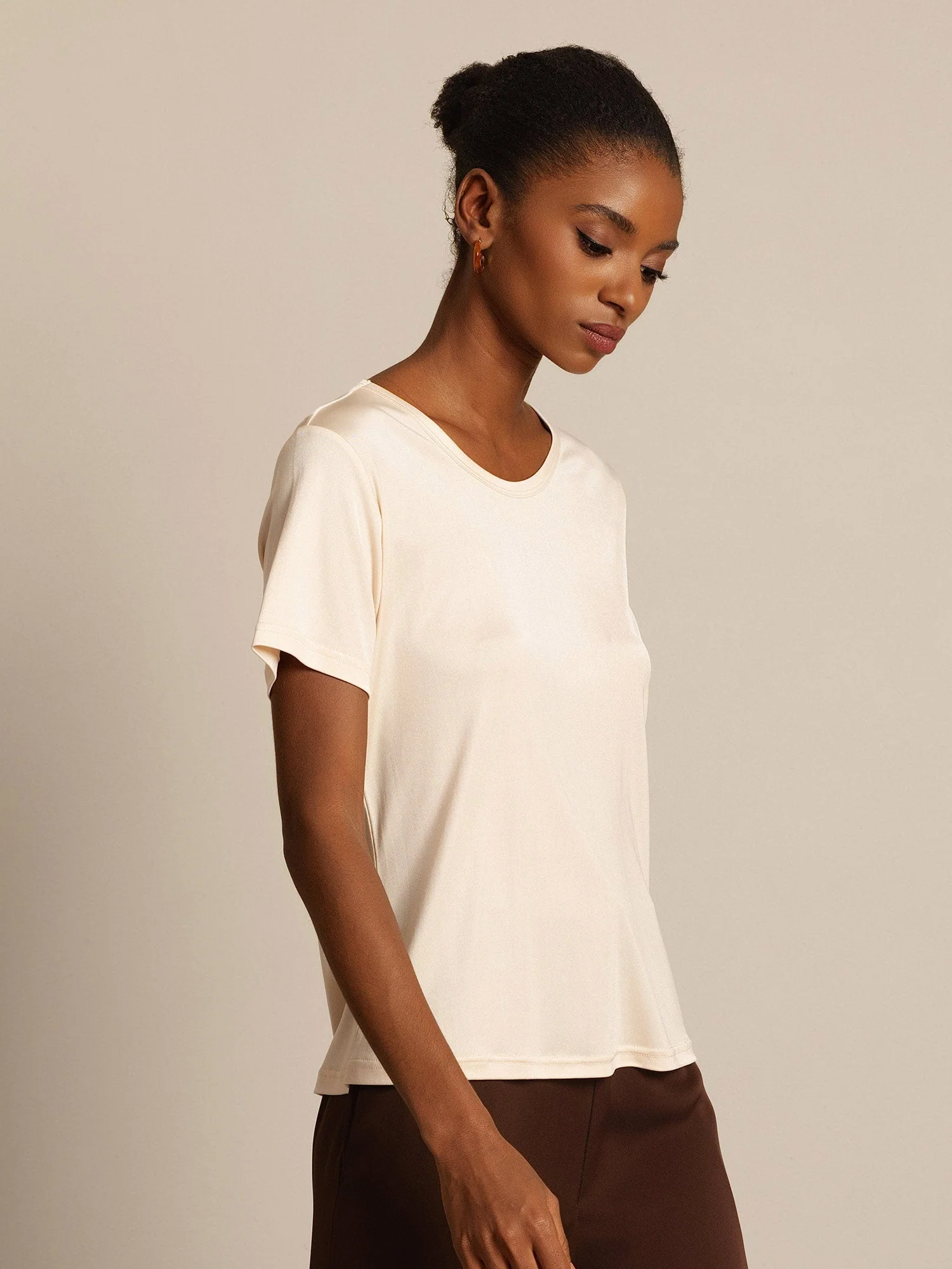 Pure Silk Short Sleeve Women's T-Shirt - Image 36