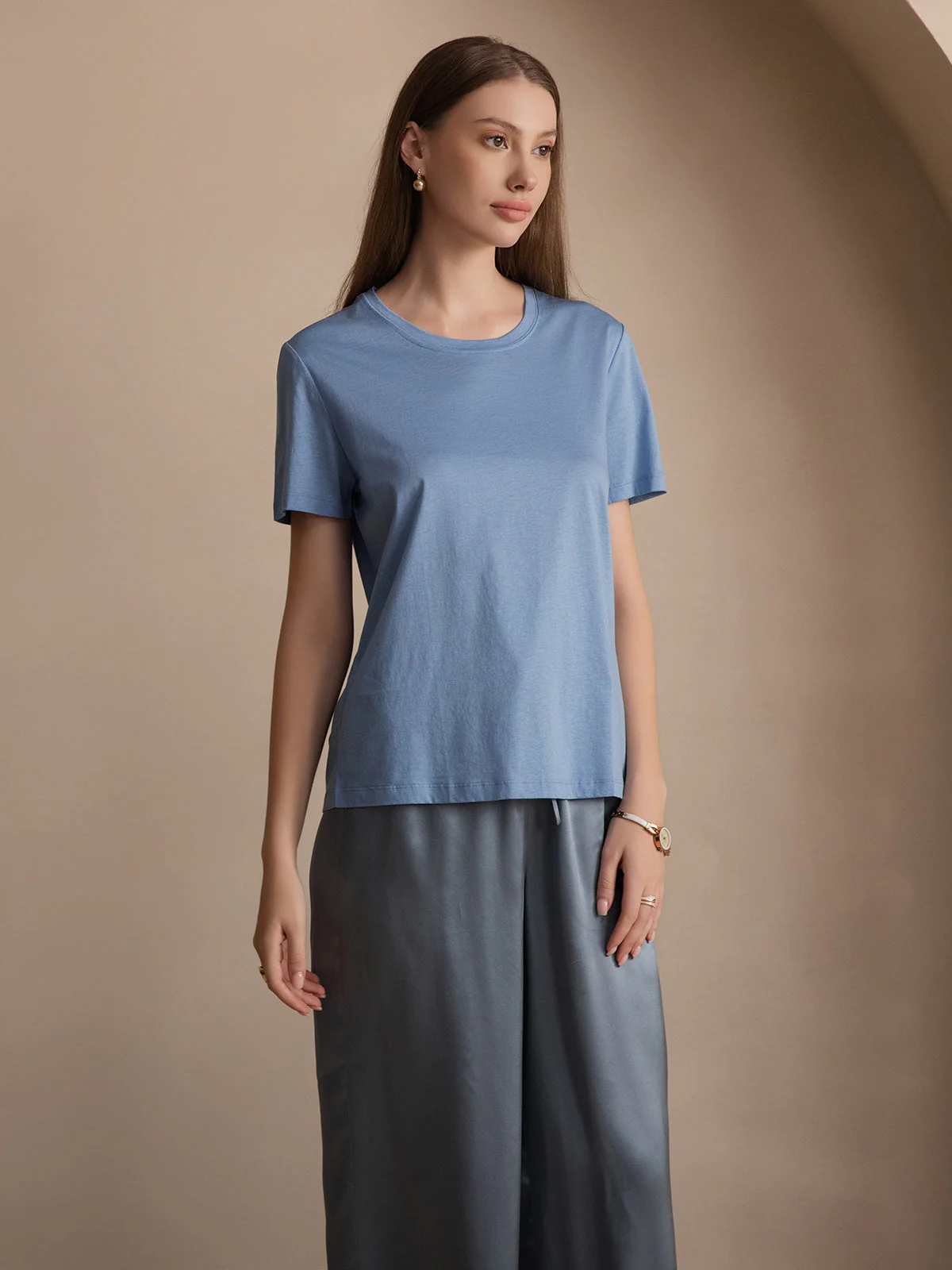 Pure Silk Short Sleeve Women's T-Shirt - Image 37