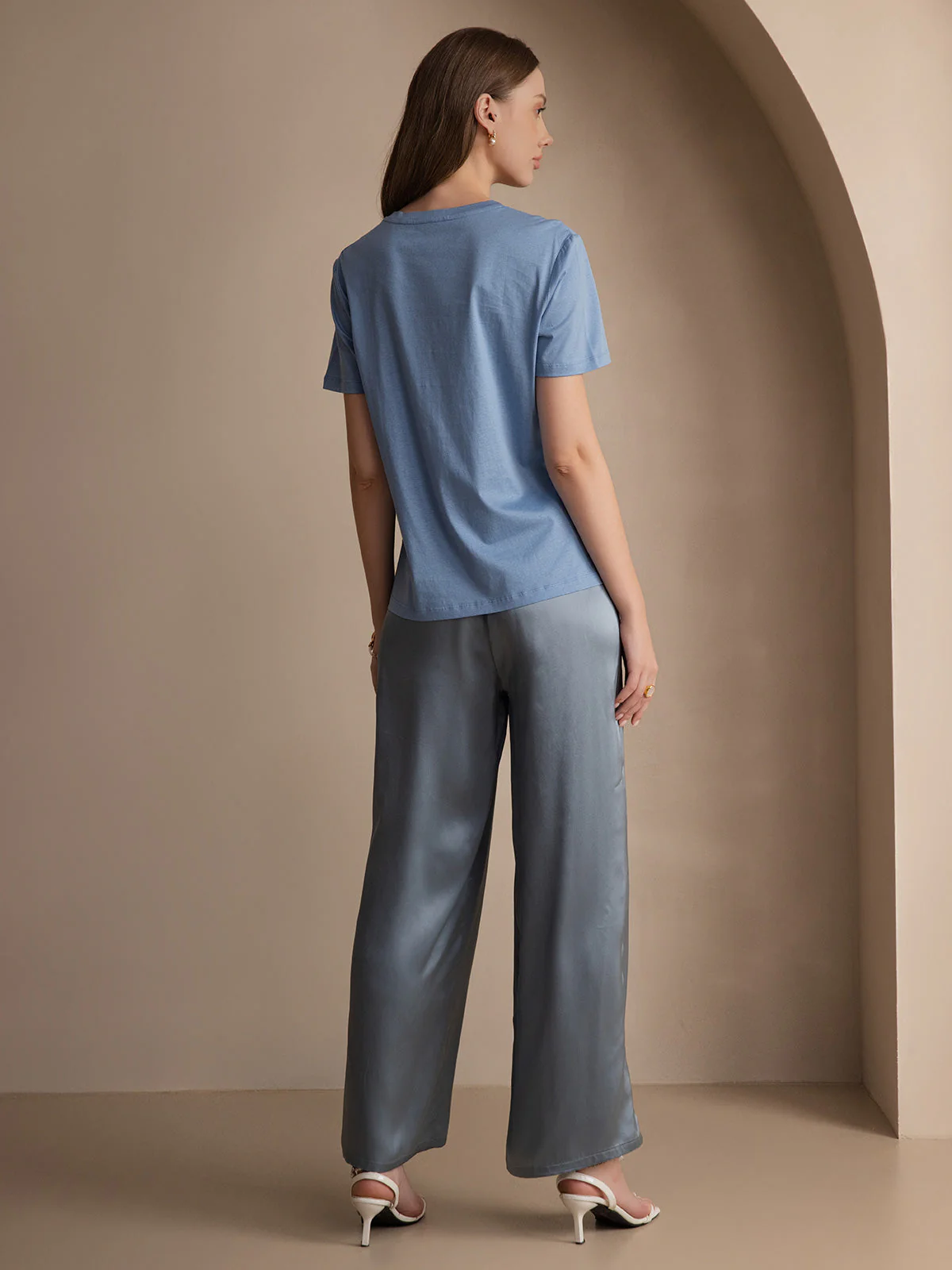 Pure Silk Short Sleeve Women's T-Shirt - Image 38