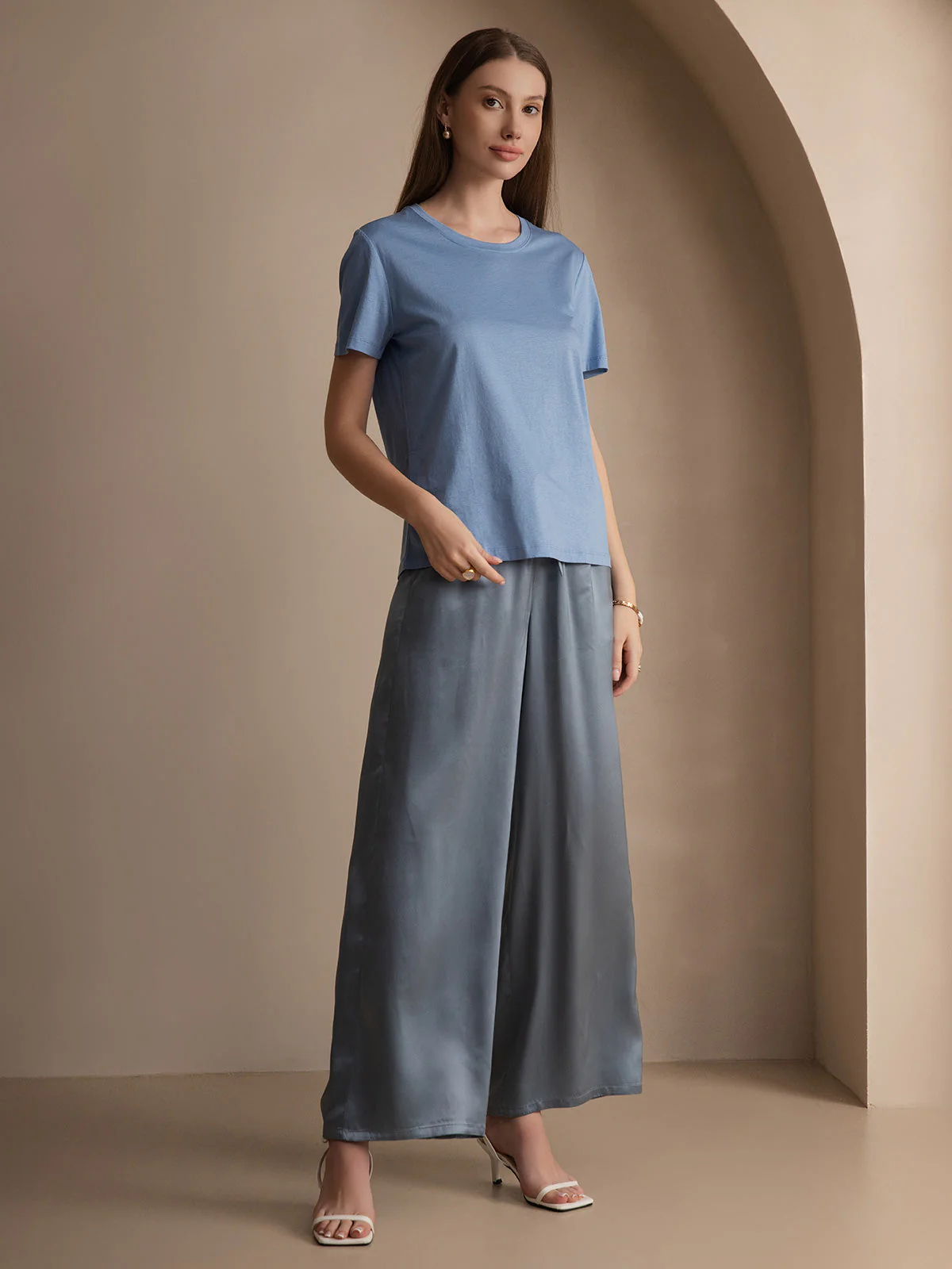 Pure Silk Short Sleeve Women's T-Shirt - Image 40
