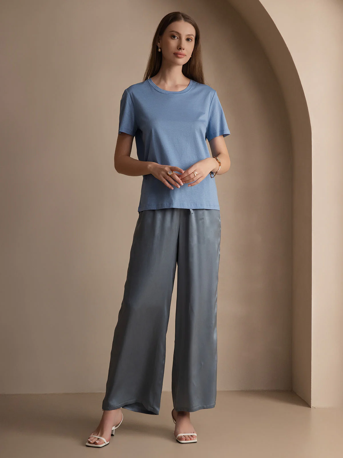 Pure Silk Short Sleeve Women's T-Shirt - Image 41