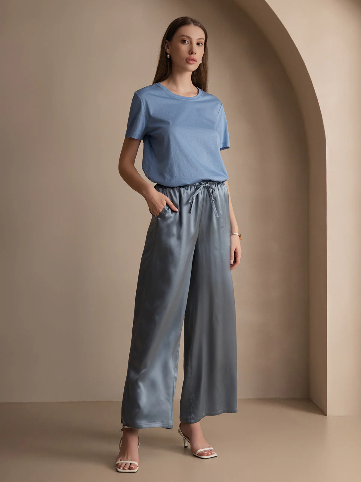 Pure Silk Short Sleeve Women's T-Shirt - Image 42
