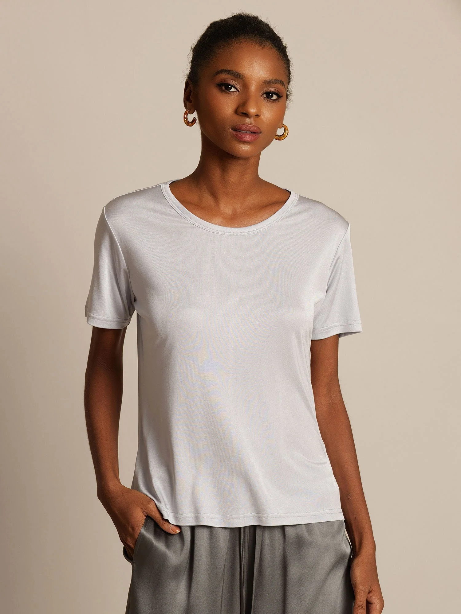 Pure Silk Short Sleeve Women's T-Shirt - Image 5