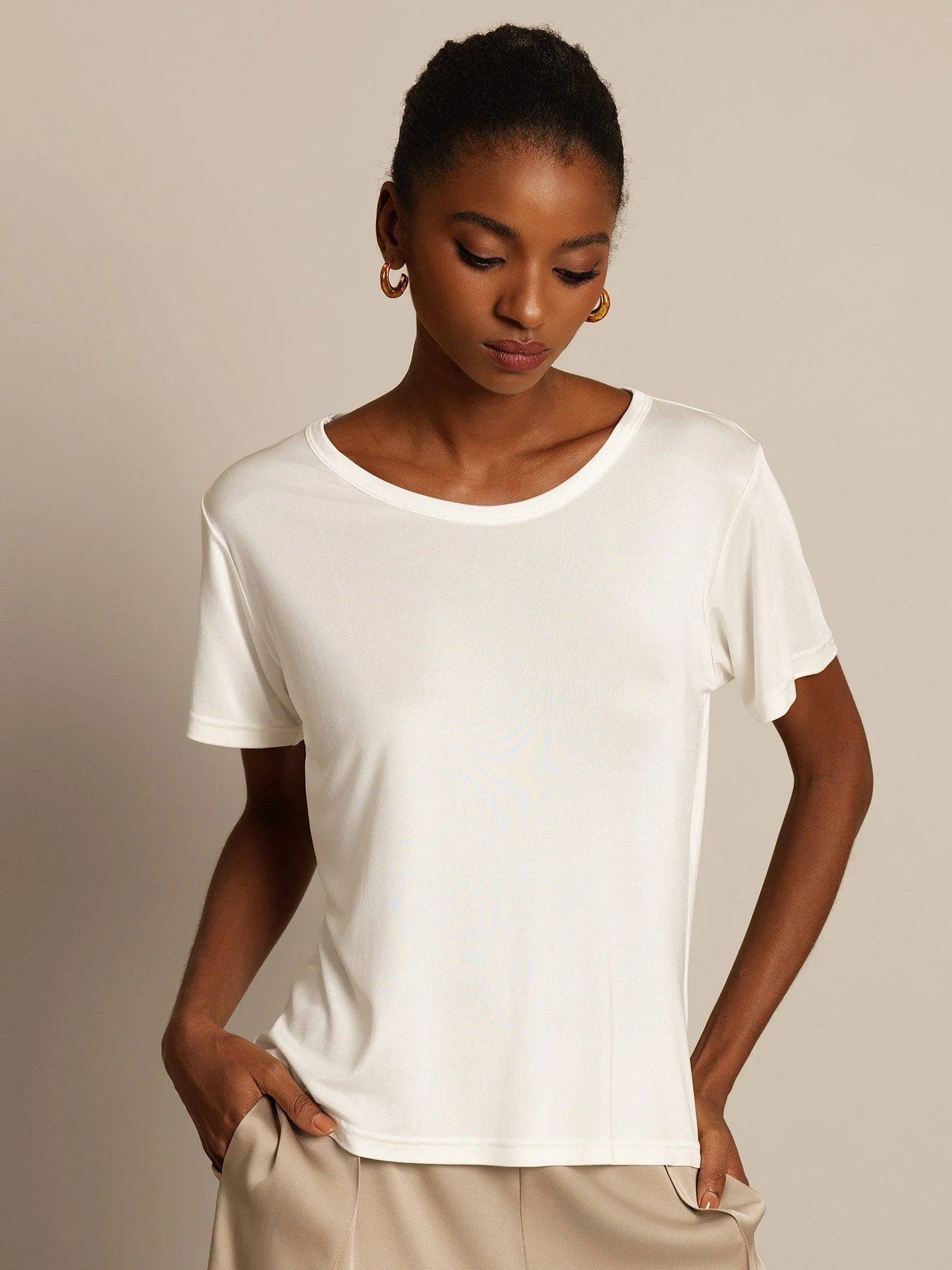 Pure Silk Short Sleeve Women's T-Shirt - Image 8