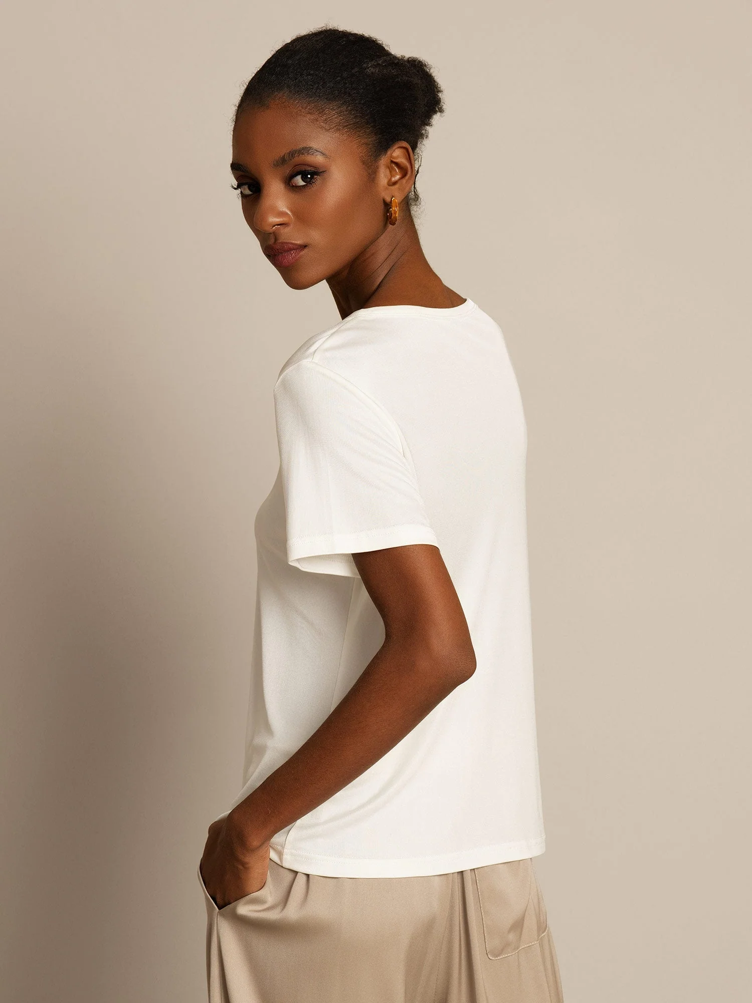 Pure Silk Short Sleeve Women's T-Shirt - Image 9