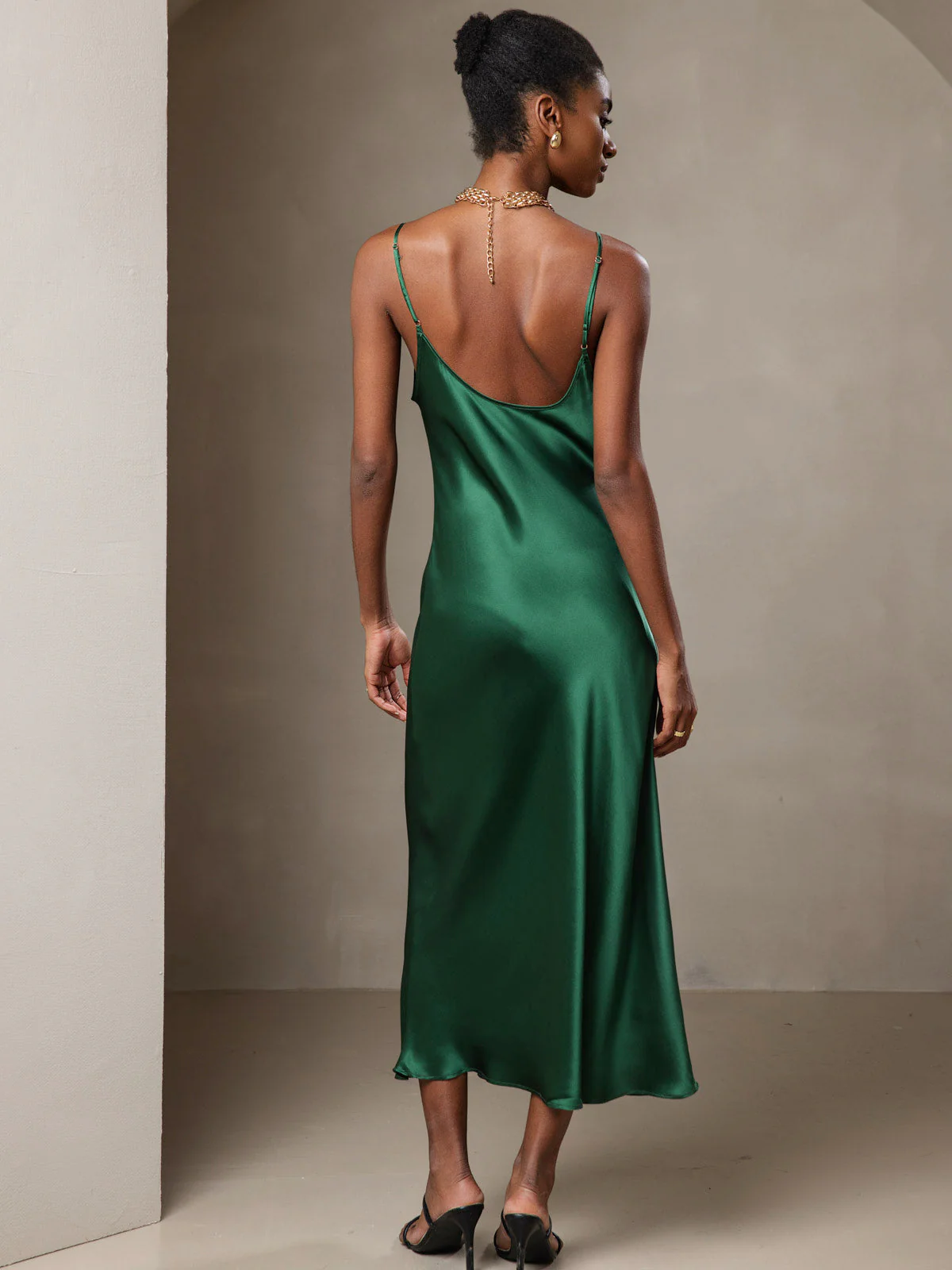 100% Mulberry Silk Spaghetti Strap Midi Long Dress - Image 22