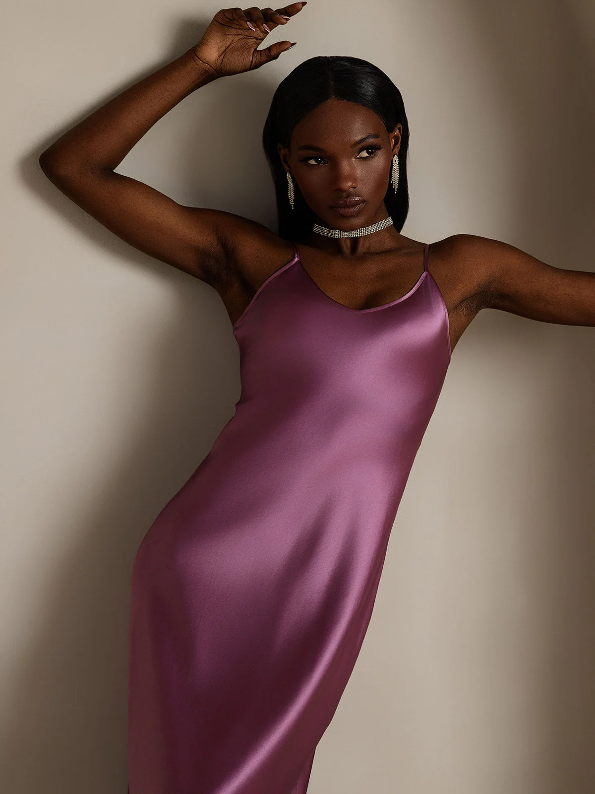 100% Mulberry Silk Spaghetti Strap Midi Long Dress - Image 63