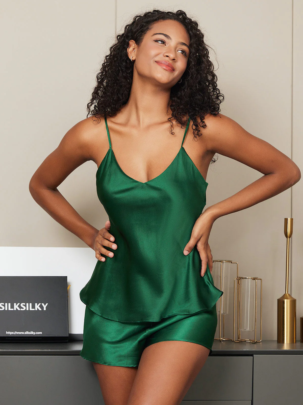 Pure Silk Spaghetti Strap Camisole Set - Image 17