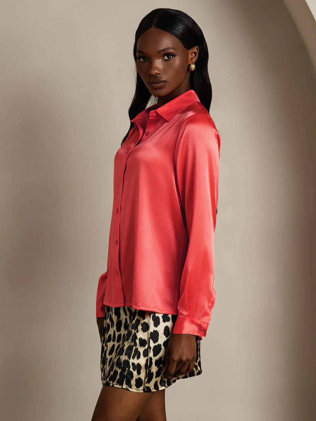 Clearance(Ships to UK Only) - 19Momme Silk Long Sleeve Lapel Collar Women's Shirt - Image 19