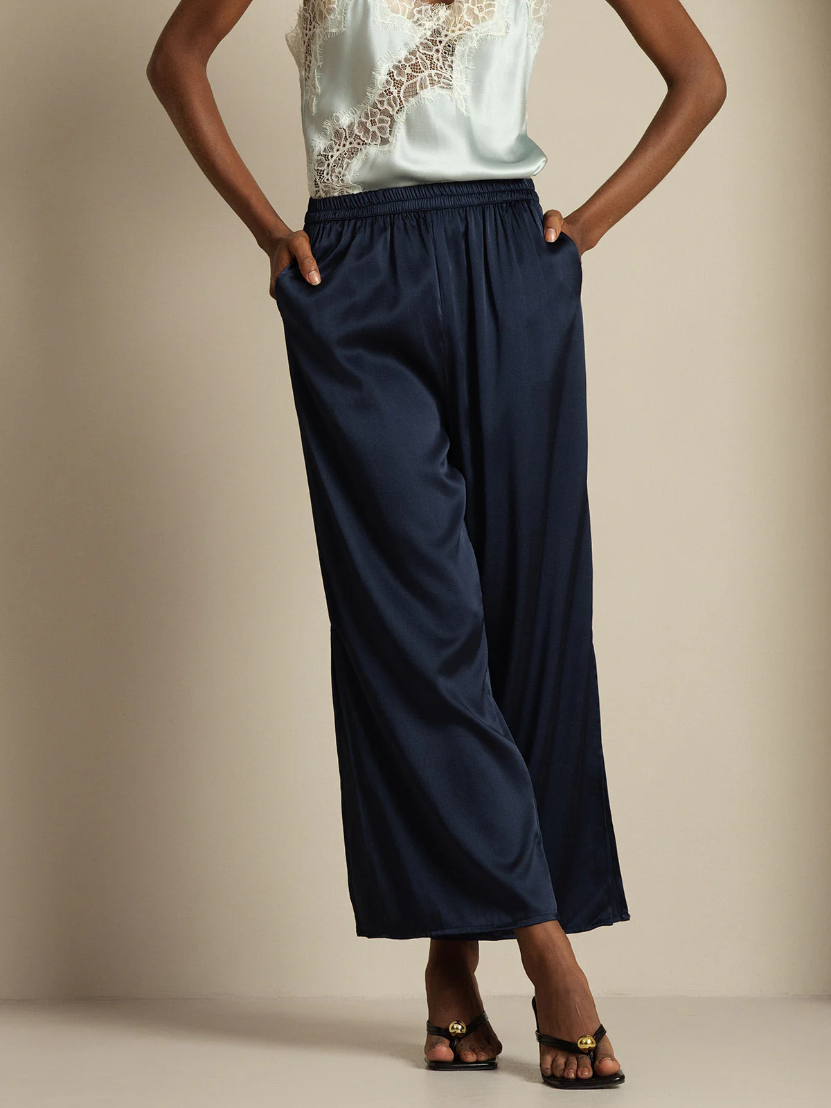 Clearance - Women's 19Momme Silk Wide Leg Split Pants - Image 11
