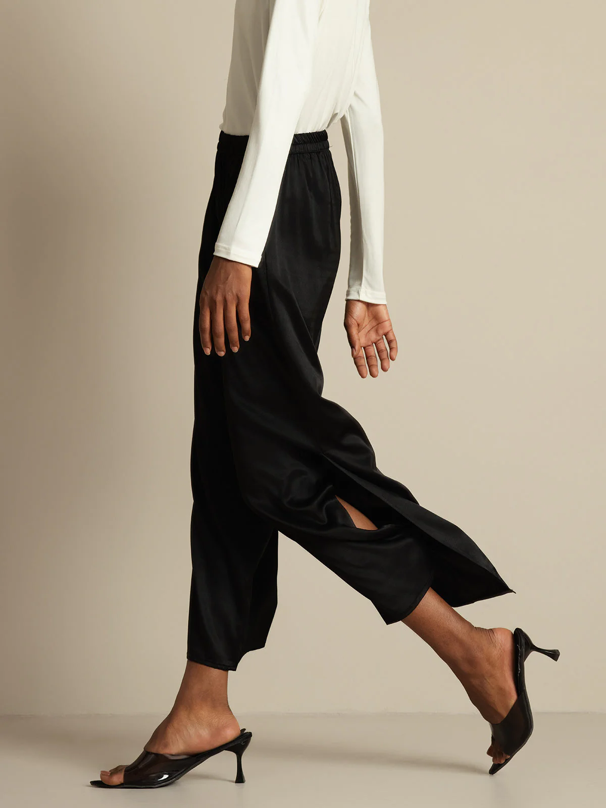 Clearance - Women's 19Momme Silk Wide Leg Split Pants - Image 3