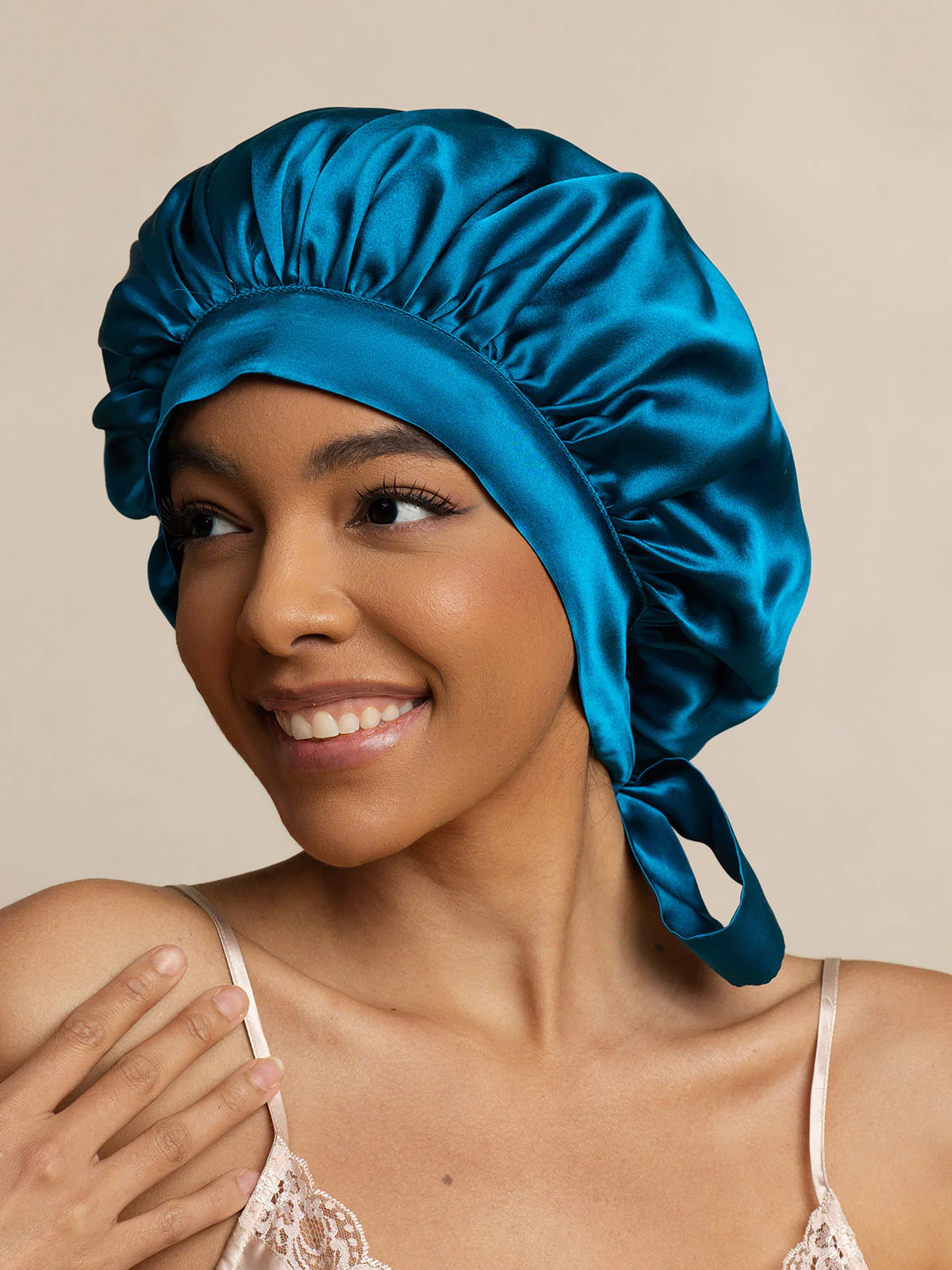 Women's 100% Mulberry Silk Bonnet with Long Ribbons - Image 34