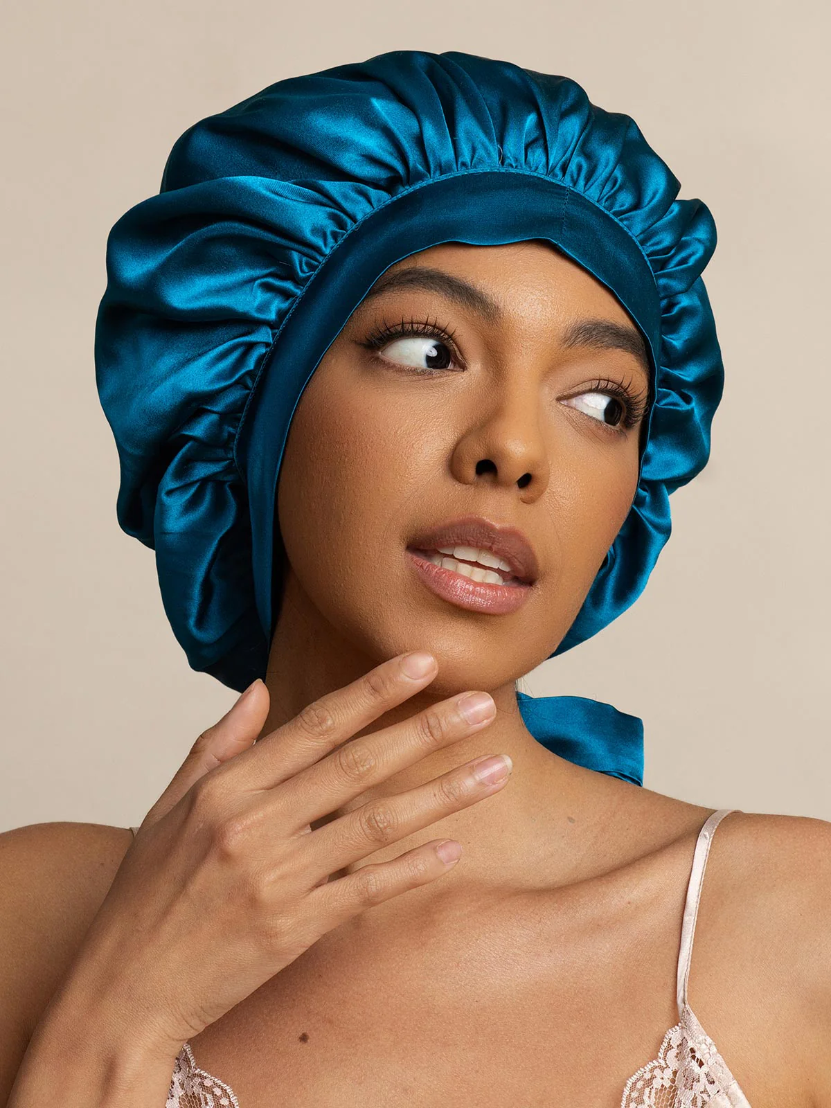 Women's 100% Mulberry Silk Bonnet with Long Ribbons - Image 35