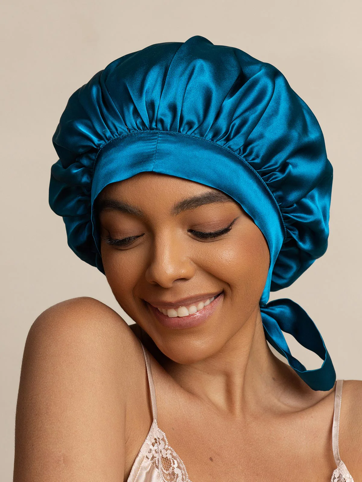 Women's 100% Mulberry Silk Bonnet with Long Ribbons - Image 36